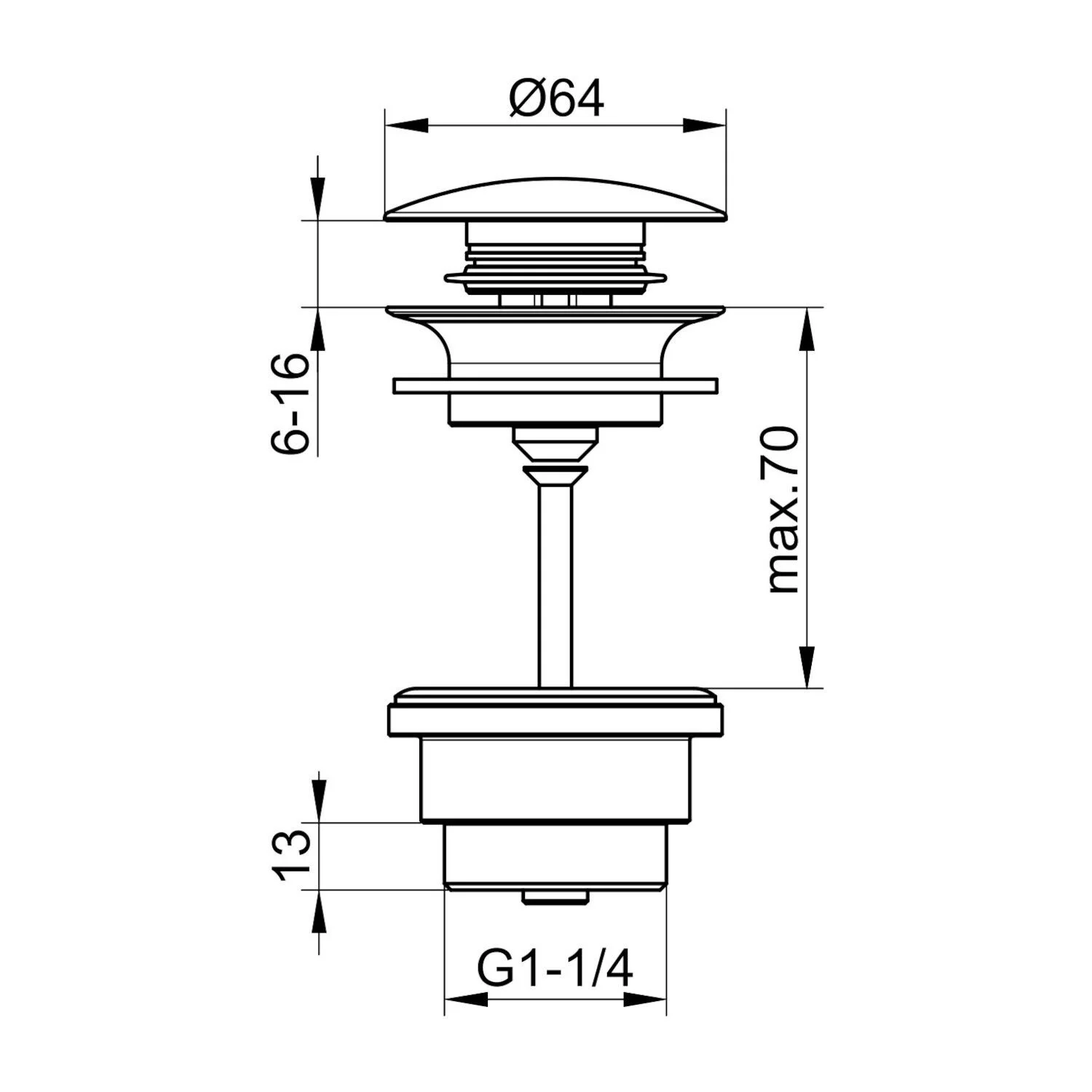 Keuco Universal Ablaufgarnitur G 1¼ für Waschtische mit Überlauf Bild 2