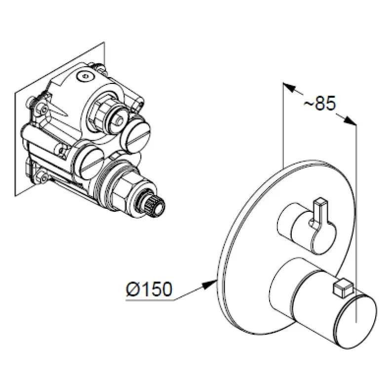 Kludi NOVA FONTE Unterputz-Brause-Thermostat-Armatur mit Umstellventil und Funktionseinheit Bild 2
