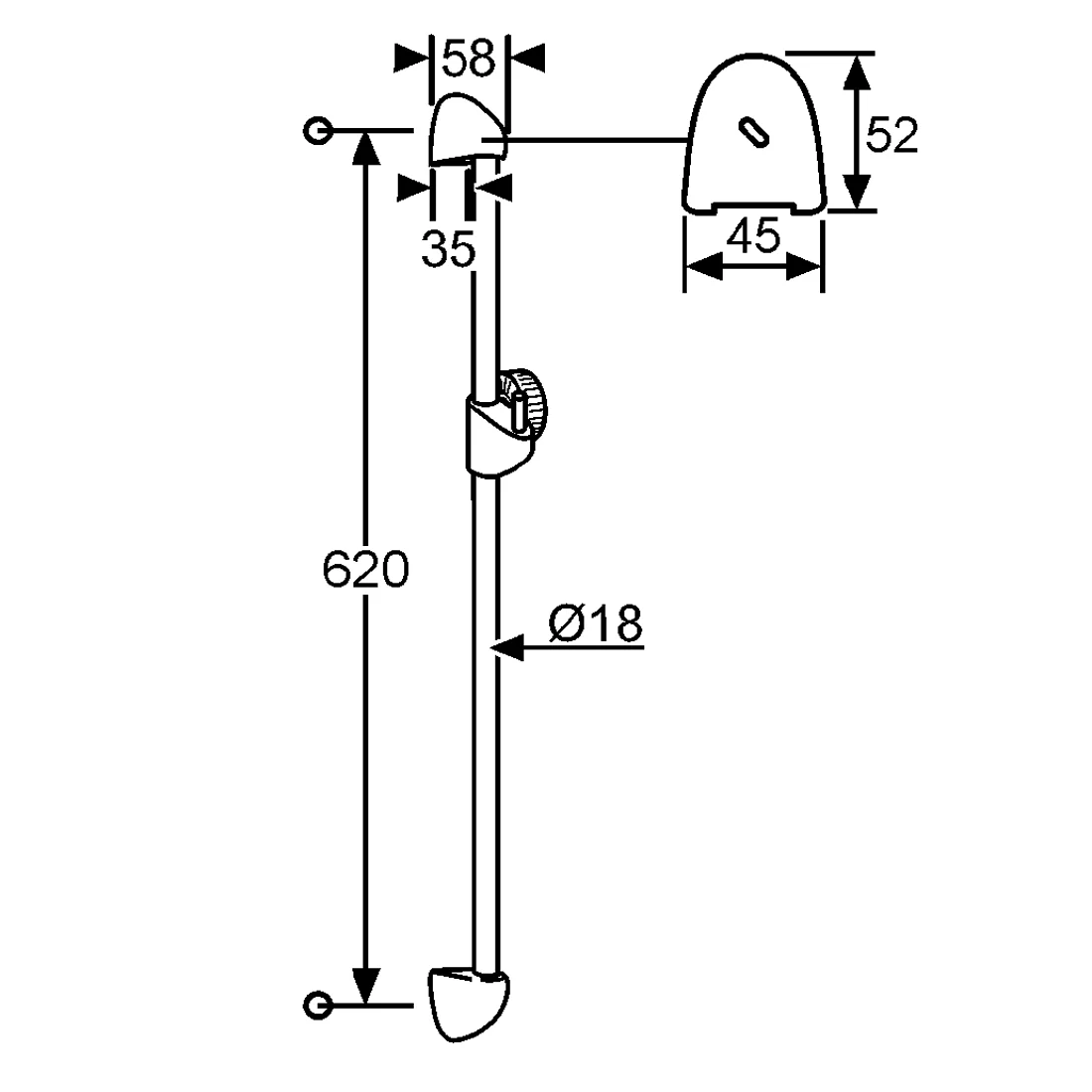Kludi STANDARD Wandstange 60 cm Bild 2
