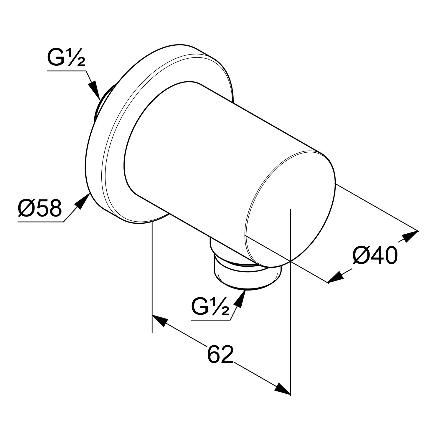 Kludi NOVA FONTE Puristic Schlauchanschlussbogen, eigensicher Bild 2