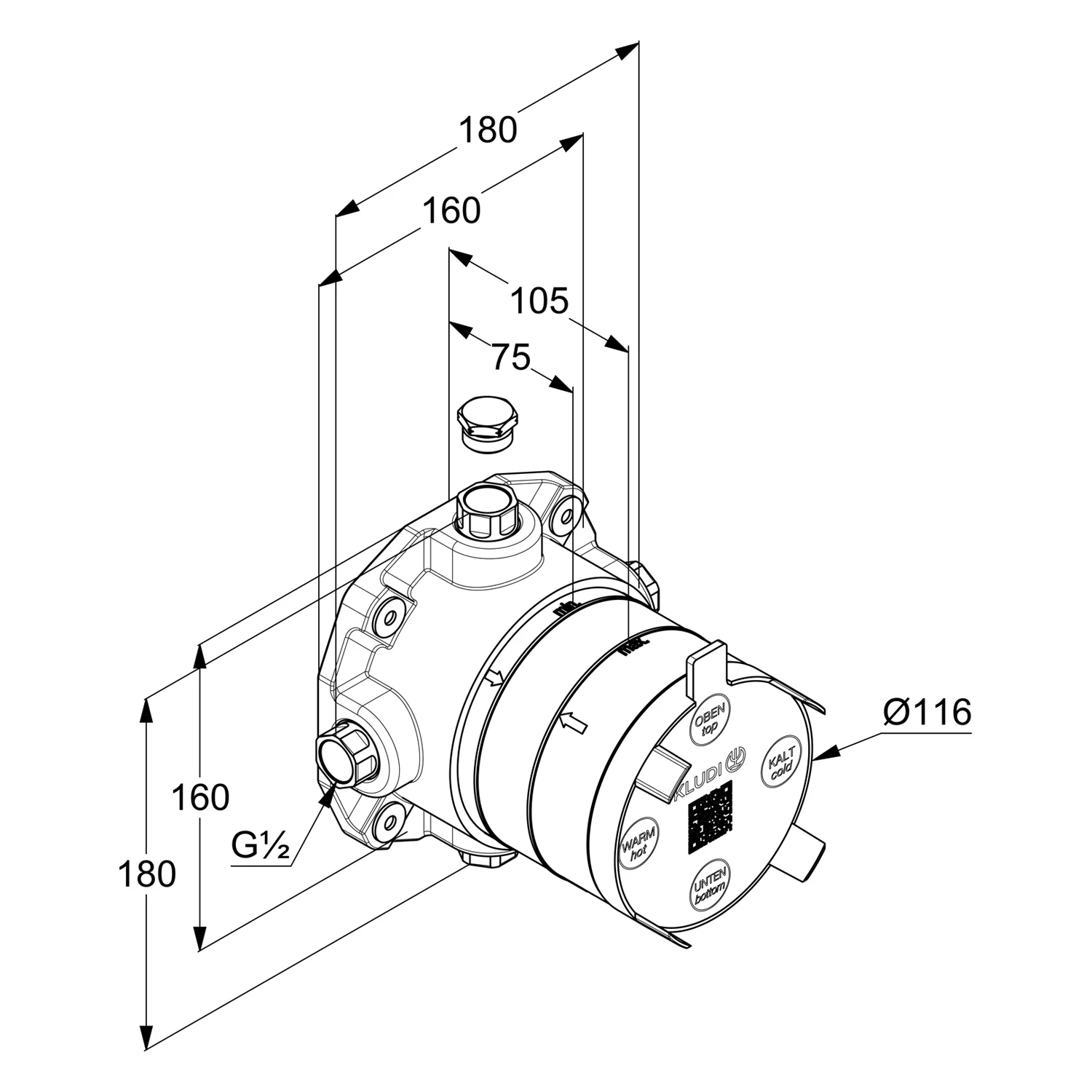 Kludi SLIM.BOXX Unterputz-Rohbau Set ohne Funktionseinheit Bild 2