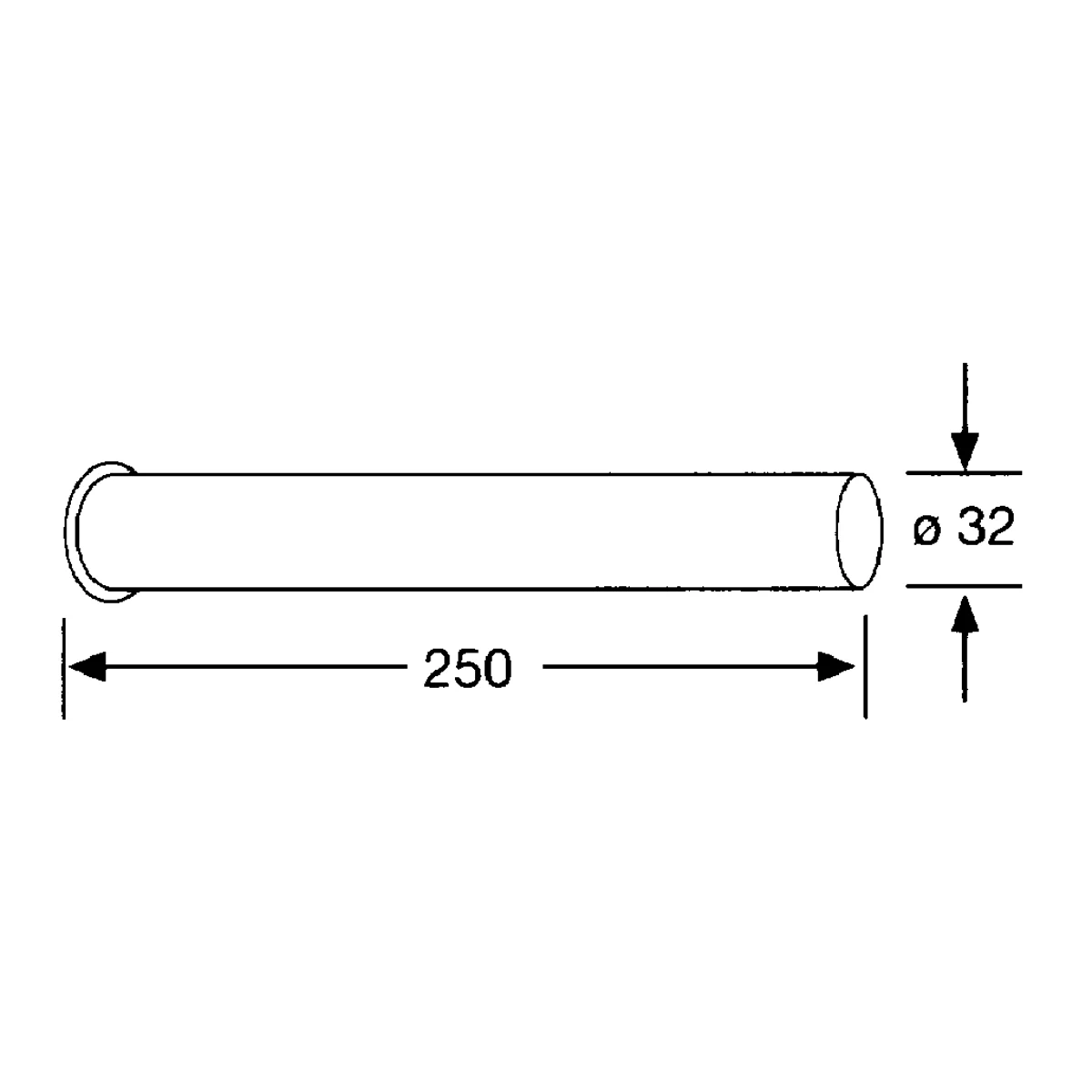 Kludi Abgangsrohr, gerade mit Bördelrand 32 x 250 mm Bild 2