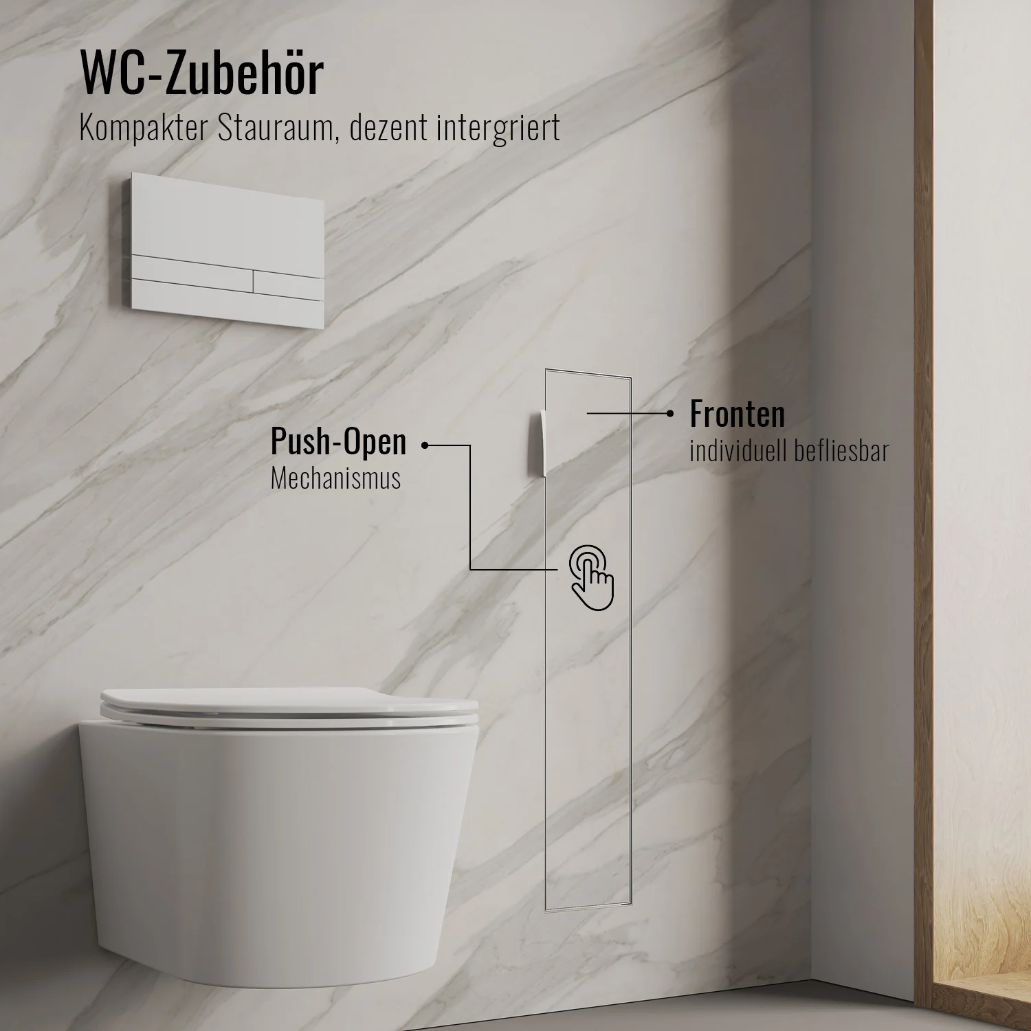 Kronenbach Cube Design WC-Modul - Unterputzmodell 15,4 x 80,3 cm, Türanschlag rechts Bild 6