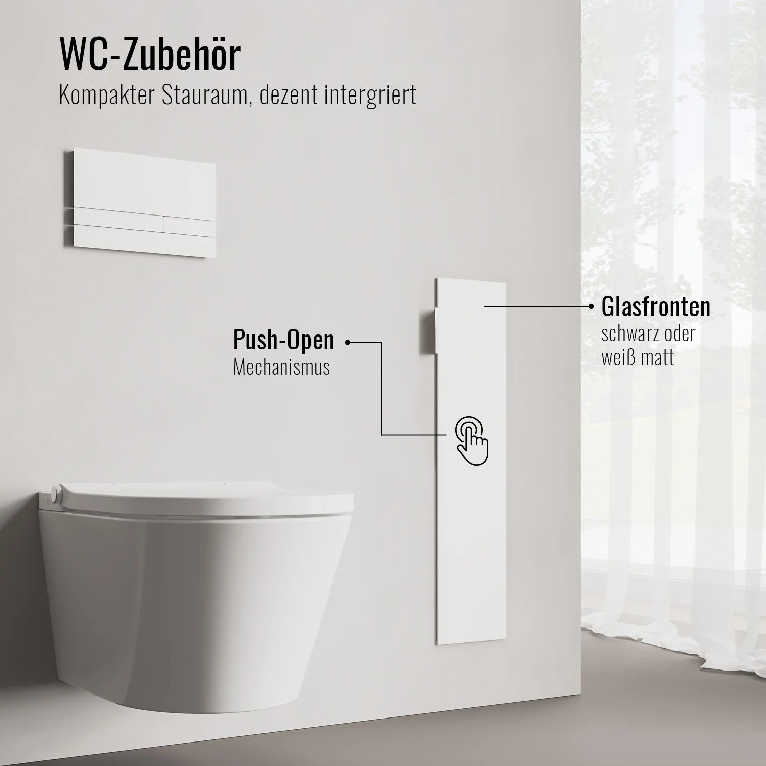 Kronenbach Cube Design WC-Modul 60 cm - Unterputz, Glasfront, Anschlag links Bild 7