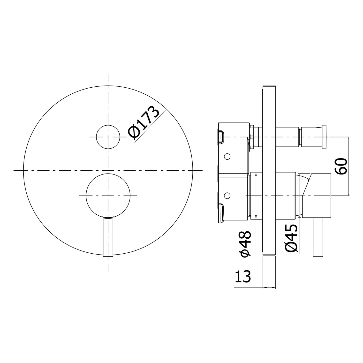 Rysunek techniczny baterii z wymiarami, Kronenbach