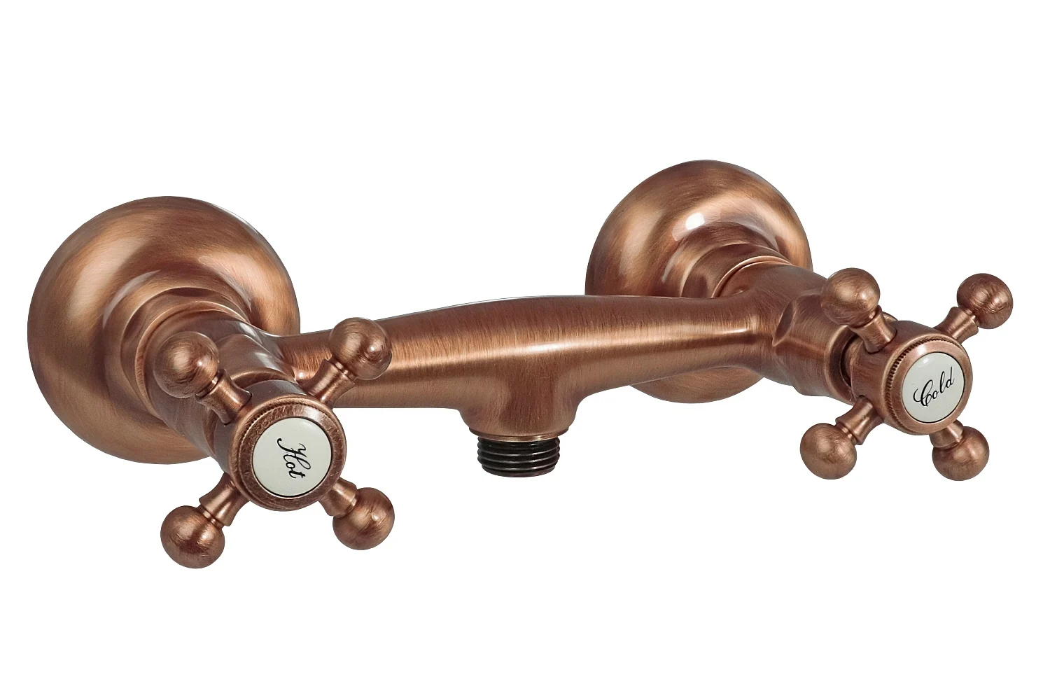 Nawierzchniowa bateria prysznicowa w miedzianym wykończeniu, widok z przodu, Kronenbach