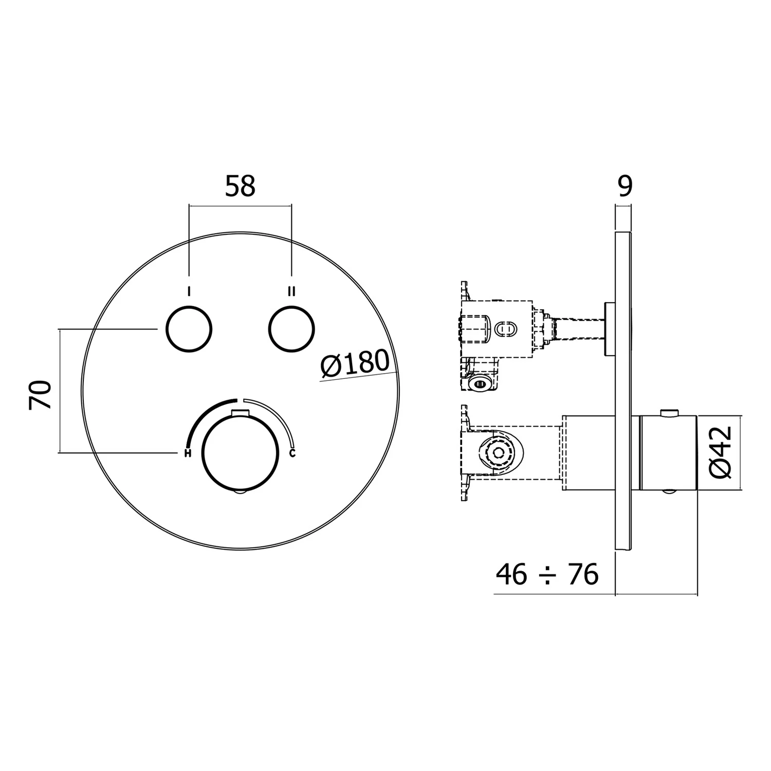 Kronenbach Smart Push Unterputz-Mischer für 2 Verbraucher, runde Ausführung Bild 5