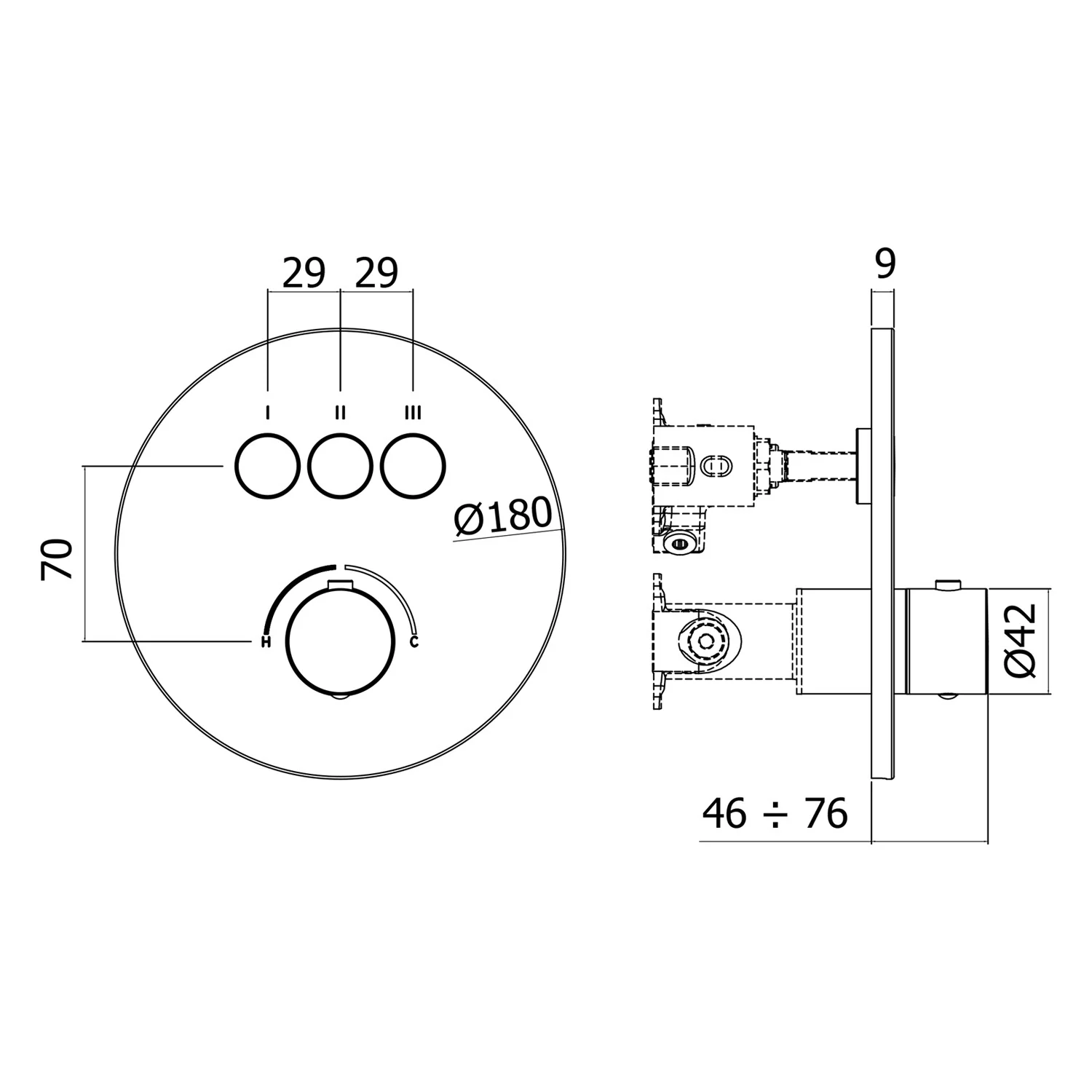 Kronenbach Smart Push Unterputz-Mischer für 3 Verbraucher, runde Ausführung Bild 5