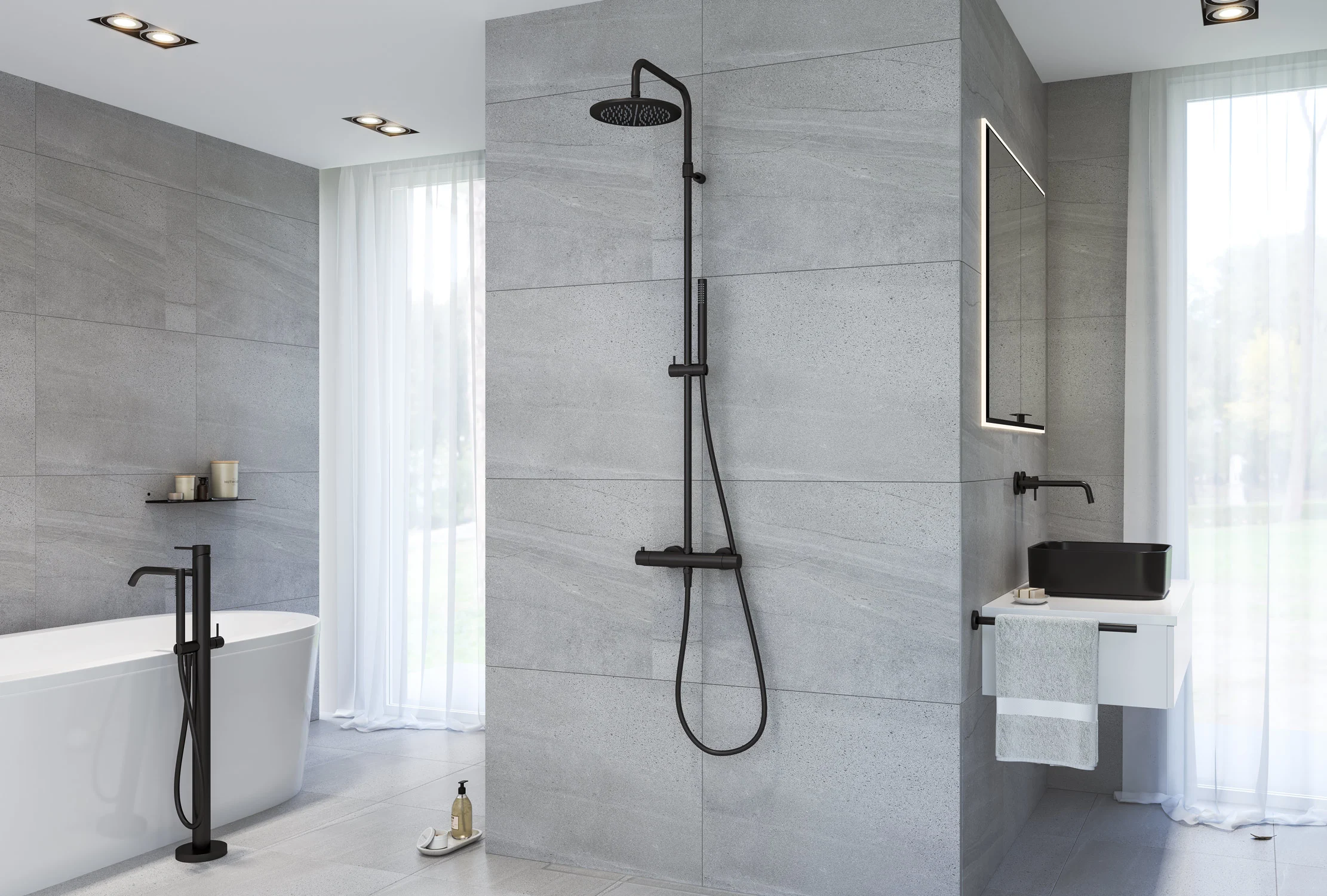 Kronenbach Lima 2.0 Black Duschsystem mit Thermostat, Kopfbrause Ø 22,5 cm Bild 3