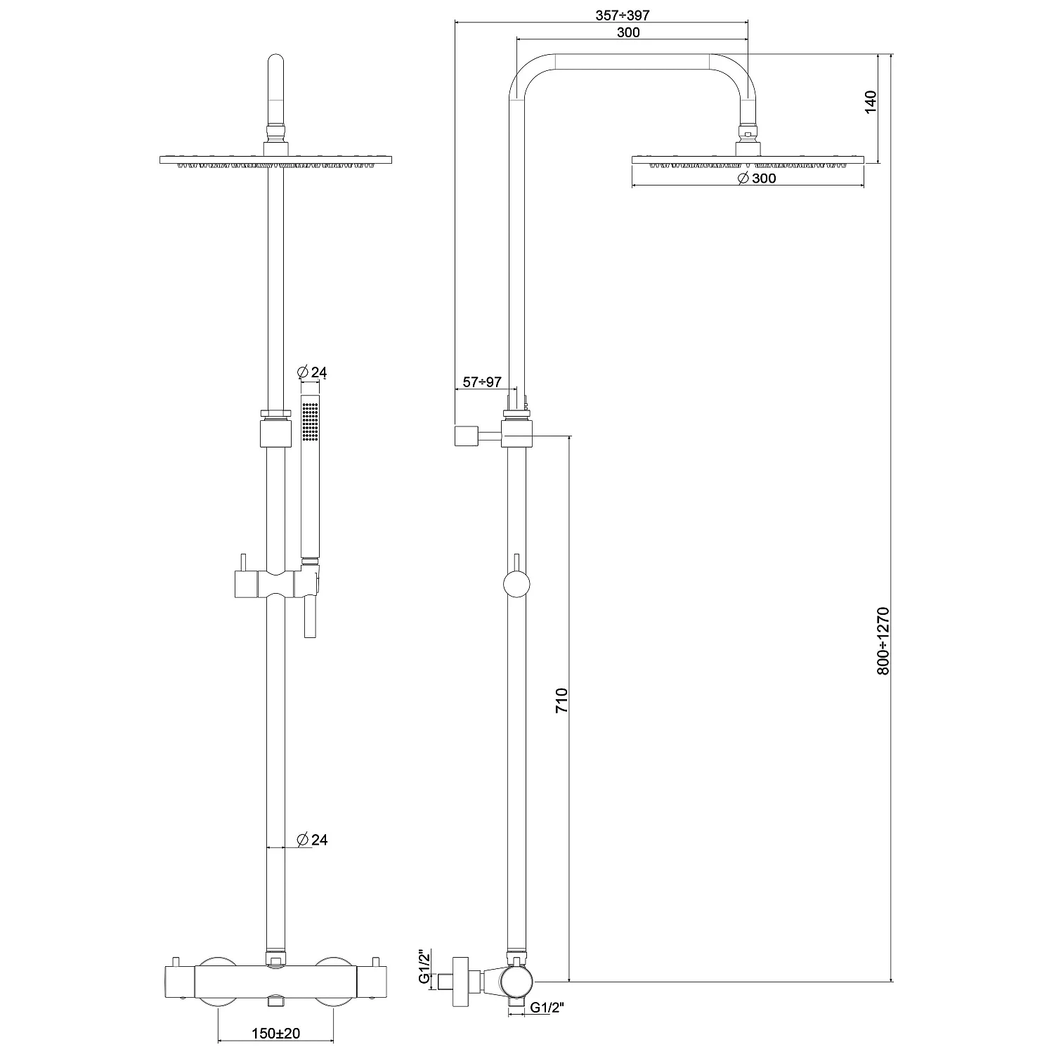 Kronenbach Lima 2.0 White Duschsystem mit Thermostat, Brause Ø 30 cm Bild 4