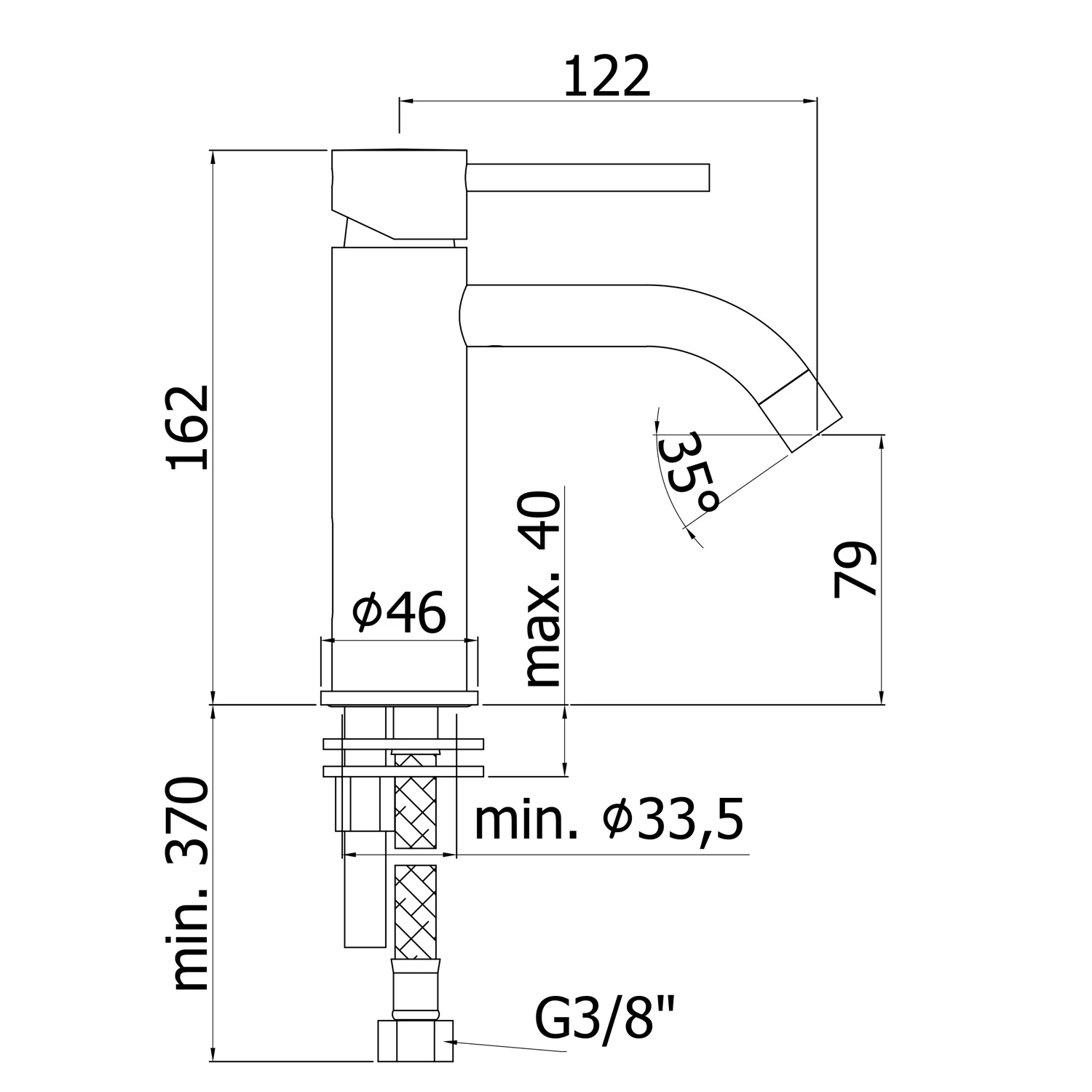 Kronenbach Lima 2.0 Black Waschtischeinhebelmischer ohne Ablaufgarnitur Bild 6