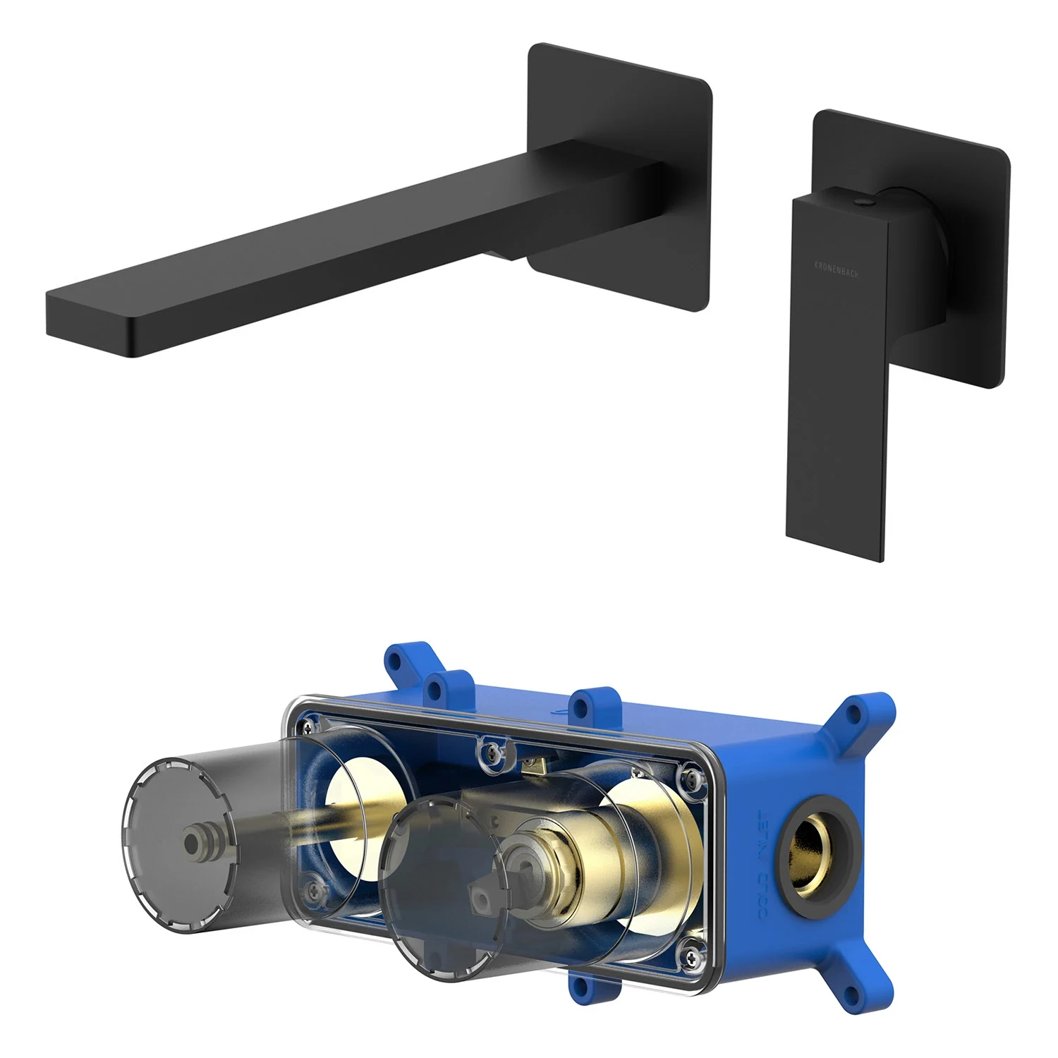 Kronenbach Quara 3.0, Set Waschtisch-Einhebelmischer Unterputz incl. Grundkörper, Ausladung 20 cm, wassersparend