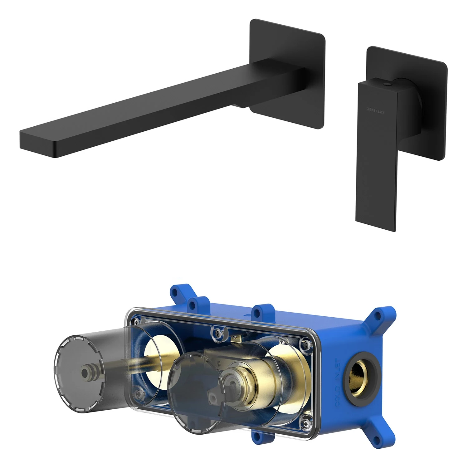 Kronenbach Quara 3.0, Set Waschtisch-Einhebelmischer Unterputz incl. Grundkörper, Ausladung 24 cm, wassersparend
