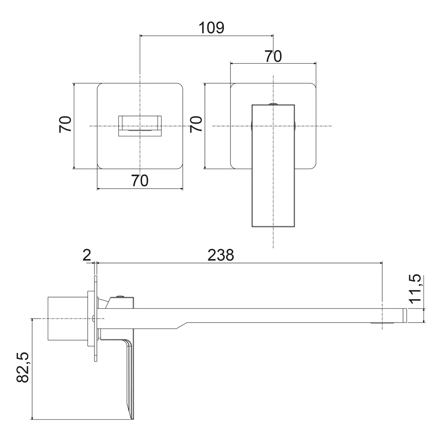 Kronenbach Quara 3.0, Set Waschtisch-Einhebelmischer Unterputz incl. Grundkörper, Ausladung 24 cm, wassersparend Bild 4