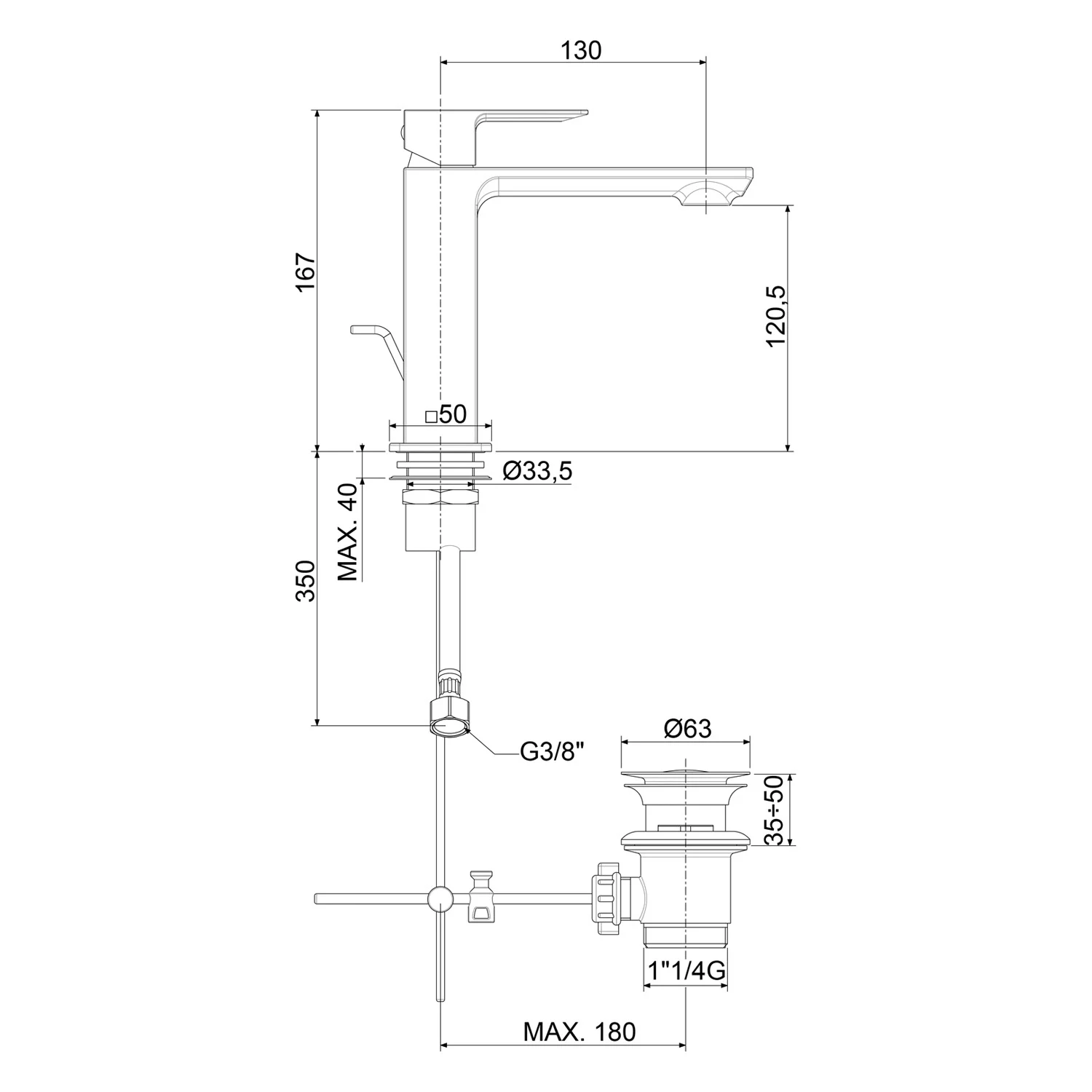 Kronenbach Quara 3.0 Waschtisch-Einhebelmischer mit Ablaufgarnitur Bild 5