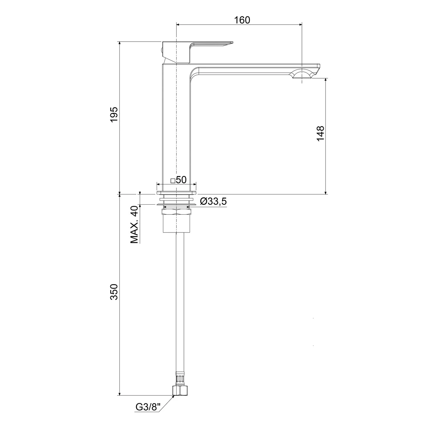 Kronenbach Quara 3.0 XL-Size Waschtisch-Einhebelmischer ohne Ablaufgarnitur Bild 2