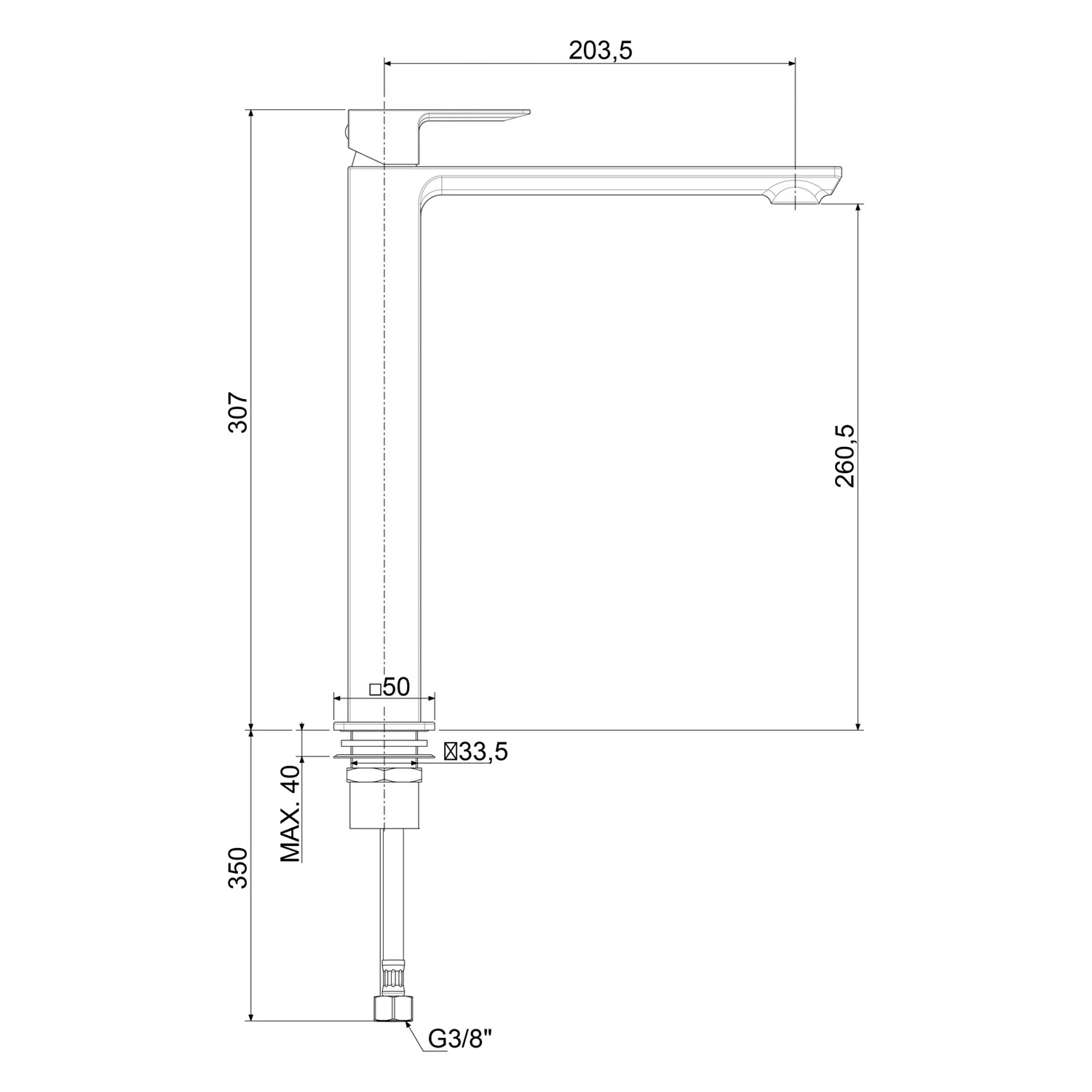 Kronenbach Quara 3.0 XXL-Size Waschtisch-Einhebelmischer ohne Ablaufgarnitur Bild 5