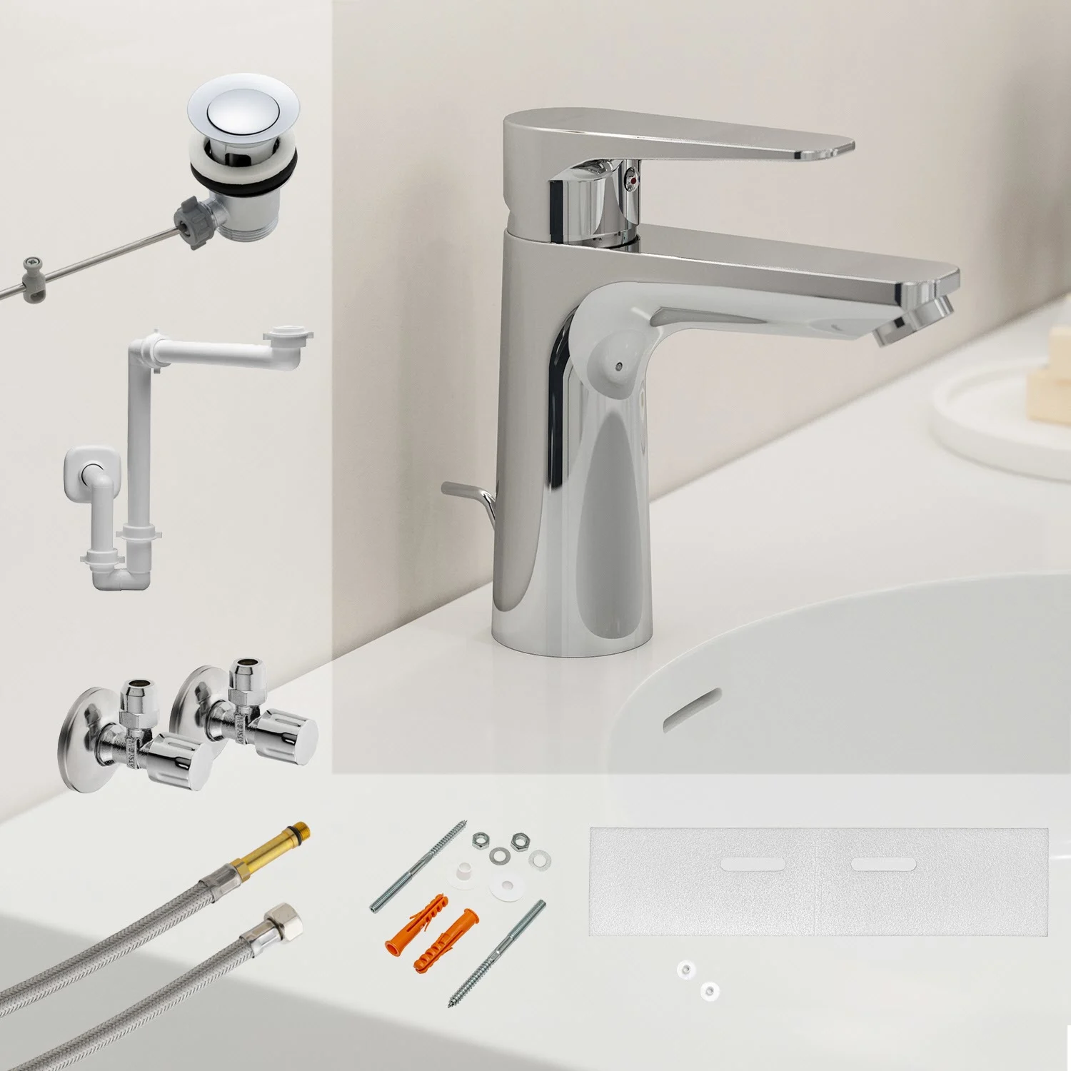 Kronenbach Radia 3.0 Montage- und Armaturenset für Waschtisch mit Unterschrank