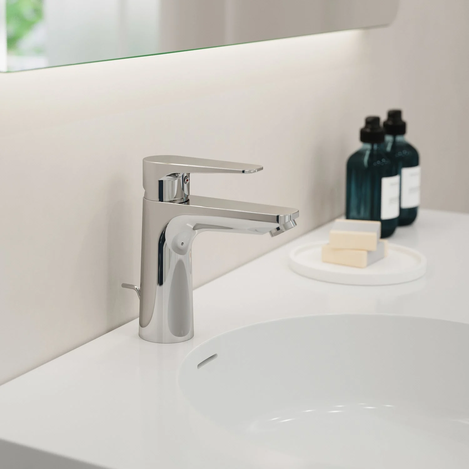 Kronenbach Radia 3.0 Waschtisch-Einhebelmischer mit Energiespar-Funktion, mit Zugstangen-Ablaufgarnitur 1 1/4, wassersparend Bild 3