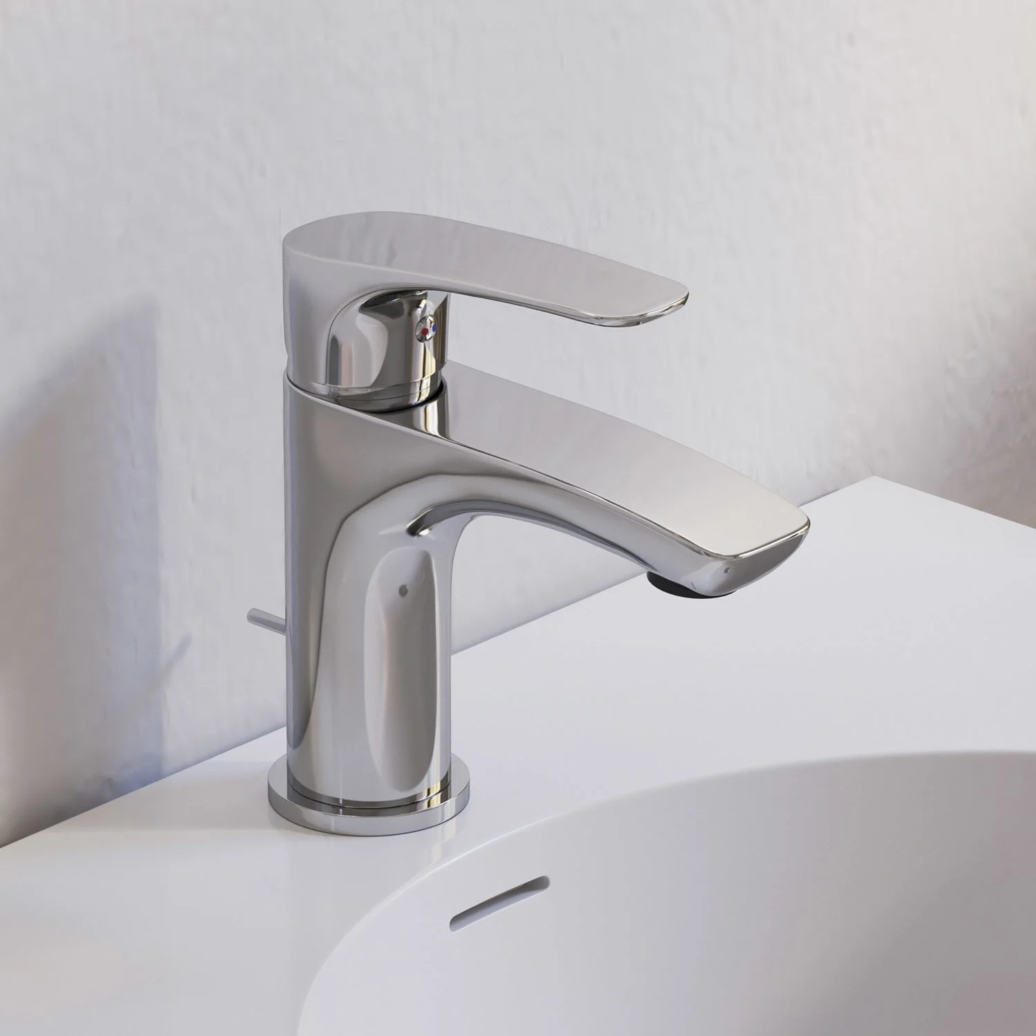 Kronenbach Rivara Waschtisch-Einhebelmischer mit Zugstangen-Ablaufgarnitur 1 1/4, wassersparend