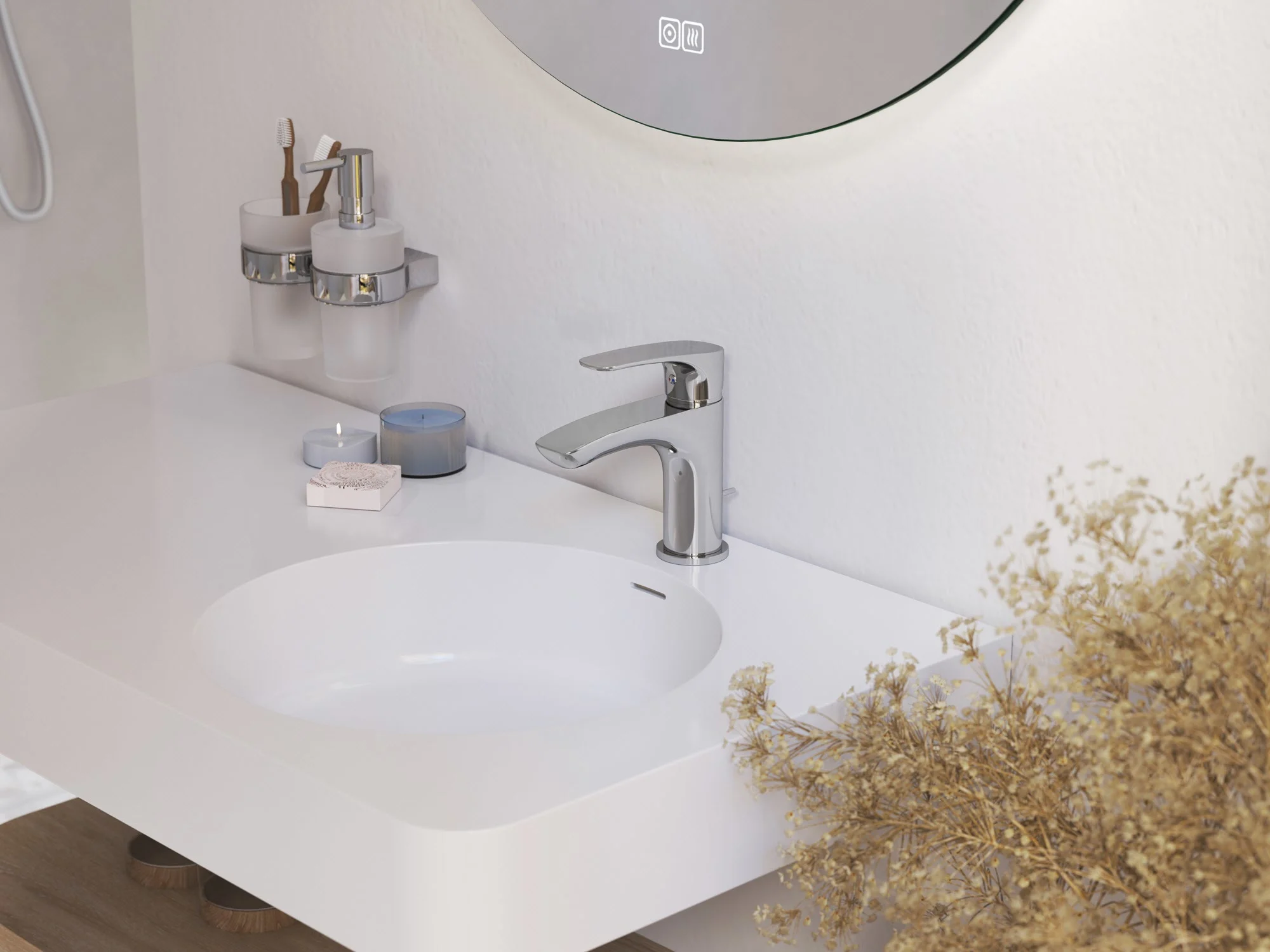 Kronenbach Rivara Waschtisch-Einhebelmischer mit Zugstangen-Ablaufgarnitur 1 1/4, wassersparend Bild 4