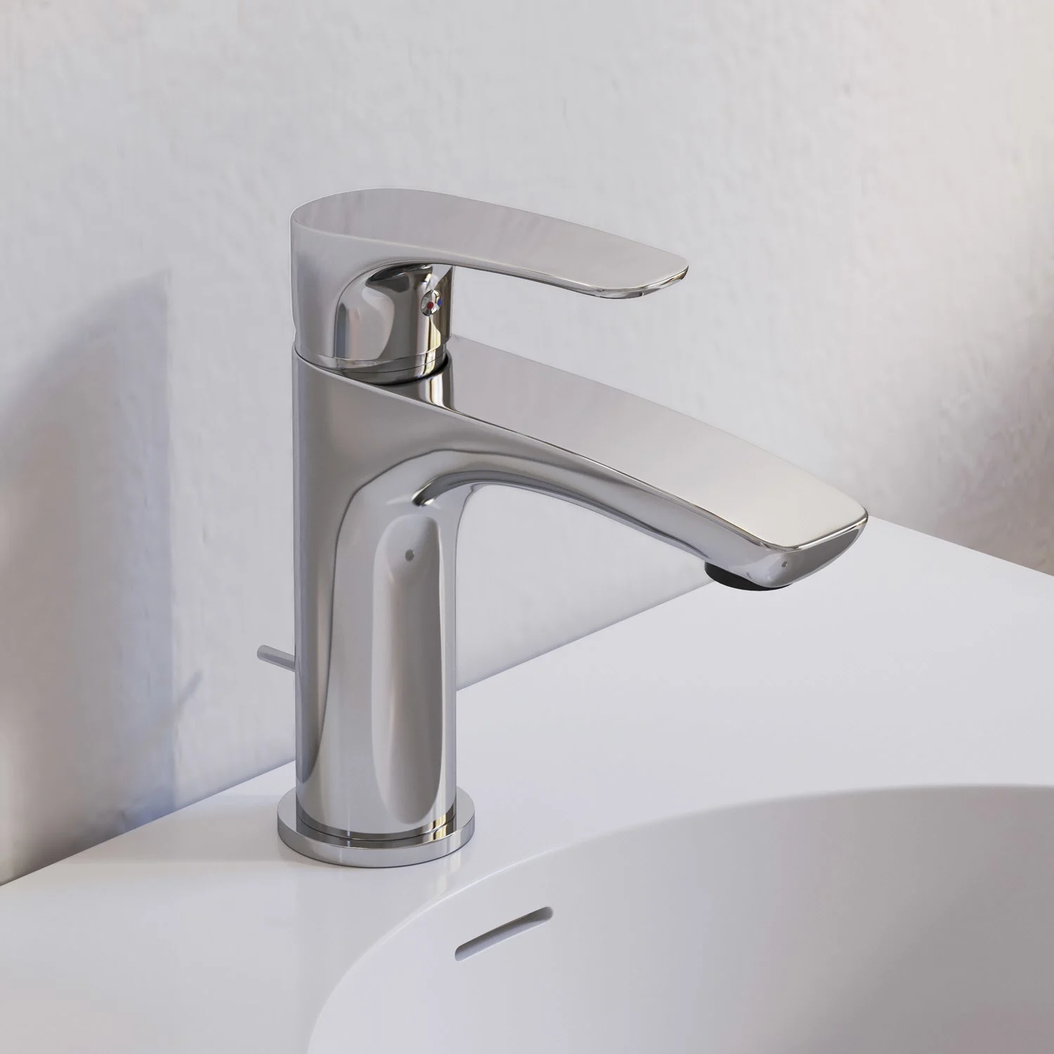 Kronenbach Rivara Waschtisch-Einhebelmischer XL mit Zugstangen-Ablaufgarnitur 1 1/4, wassersparend