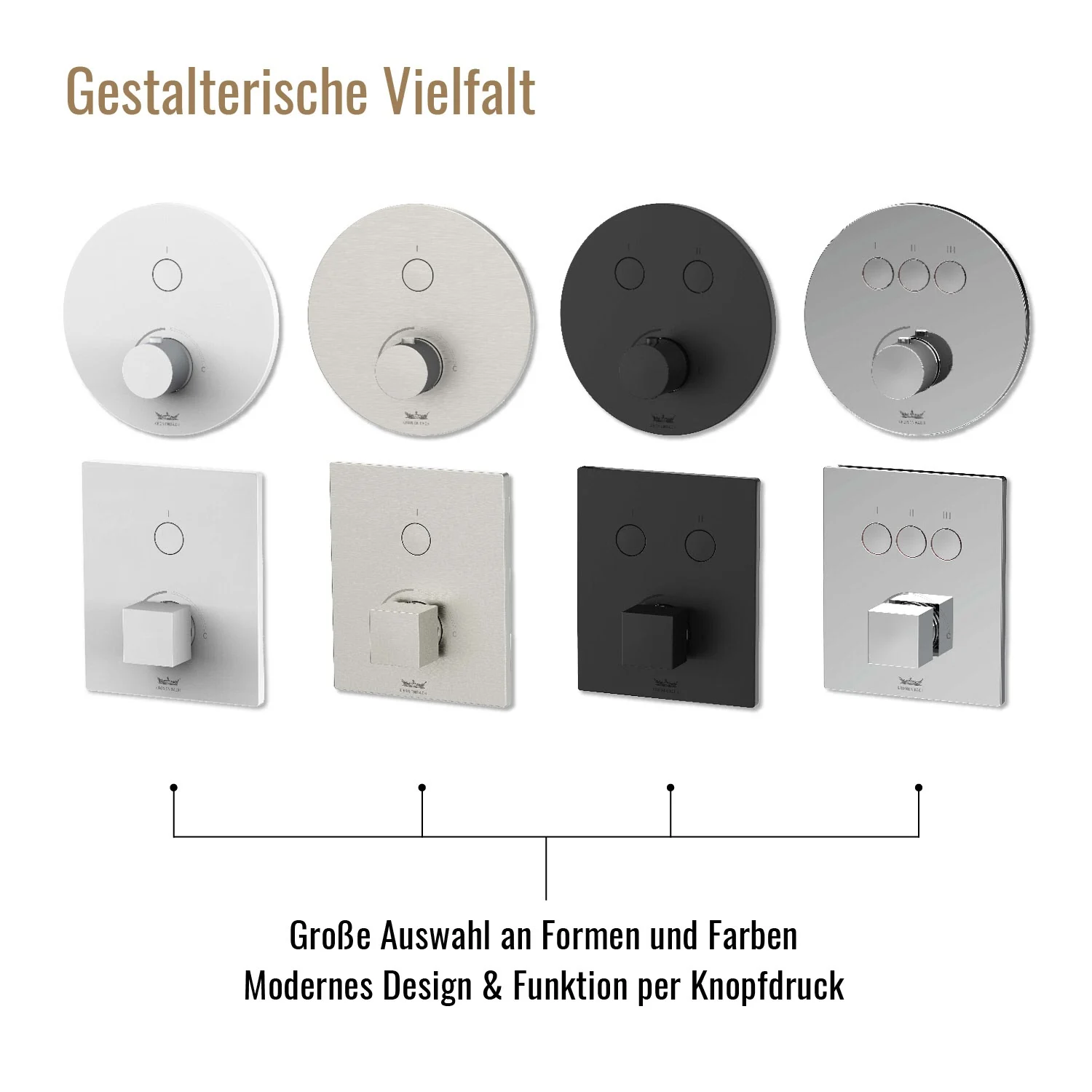 Kronenbach Smart Push Unterputz-Mischer für 3 Verbraucher, eckige Ausführung Bild 6