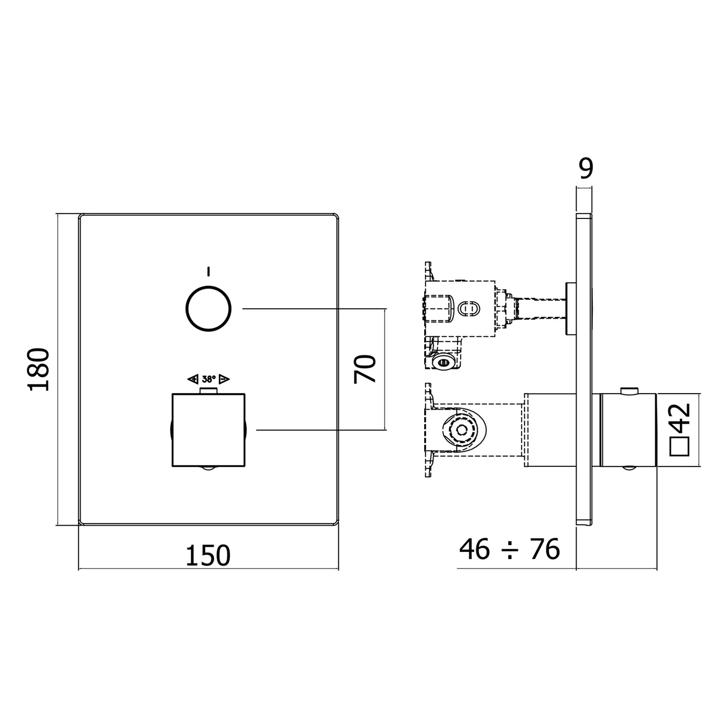 Kronenbach Smart Push Thermostat Unterputz für 1 Verbraucher, eckige Ausführung Bild 5