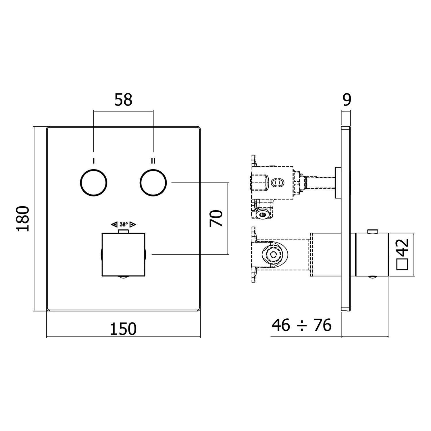 Kronenbach Smart Push Thermostat Unterputz für 2 Verbraucher, eckige Ausführung Bild 4