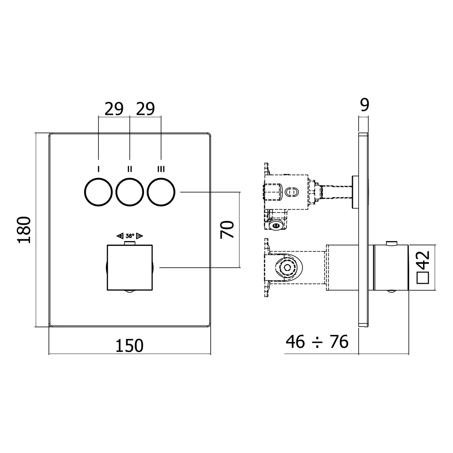 Kronenbach Smart Push Thermostat Unterputz für 3 Verbraucher, eckige Ausführung Bild 5