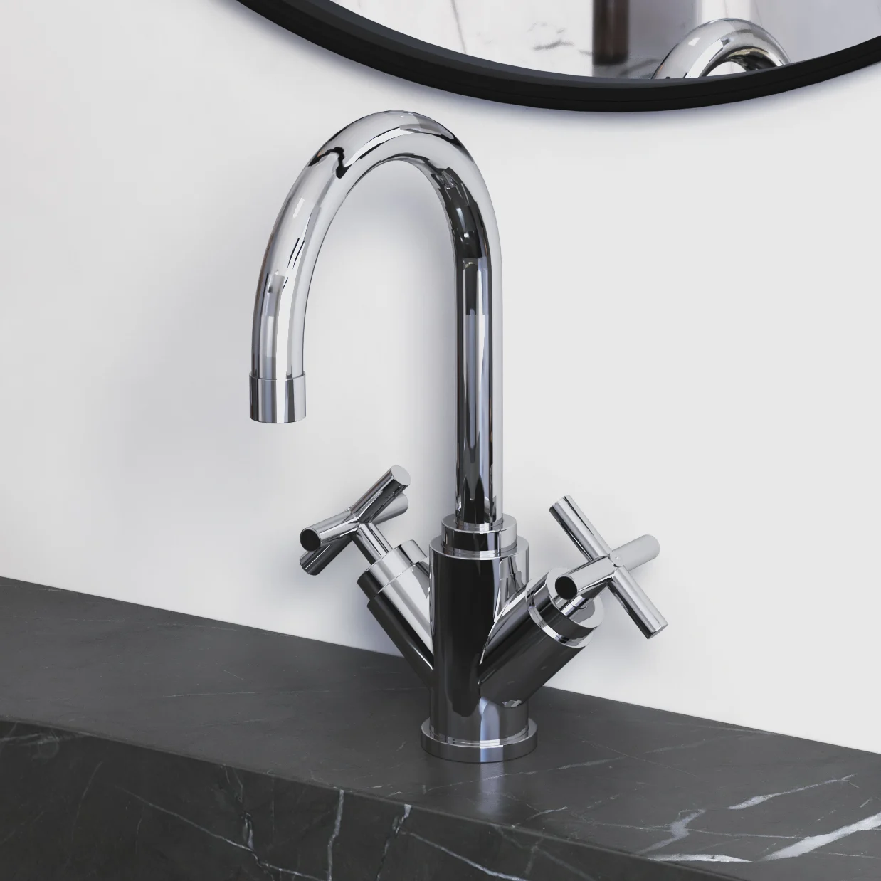 Kronenbach Zeta 2.0 Zweigriff-Waschtischmischer mit Ablaufgarnitur