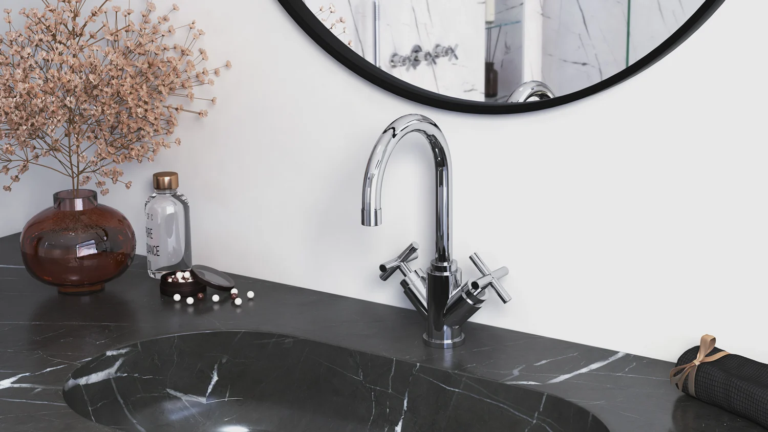 Kronenbach Zeta 2.0 Zweigriff-Waschtischmischer mit Ablaufgarnitur Bild 3