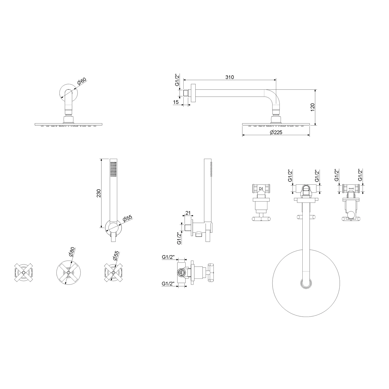 Kronenbach Zeta 2.0 Brausekomplett-Set mit Kopfbrause und Brausegarnitur Bild 4