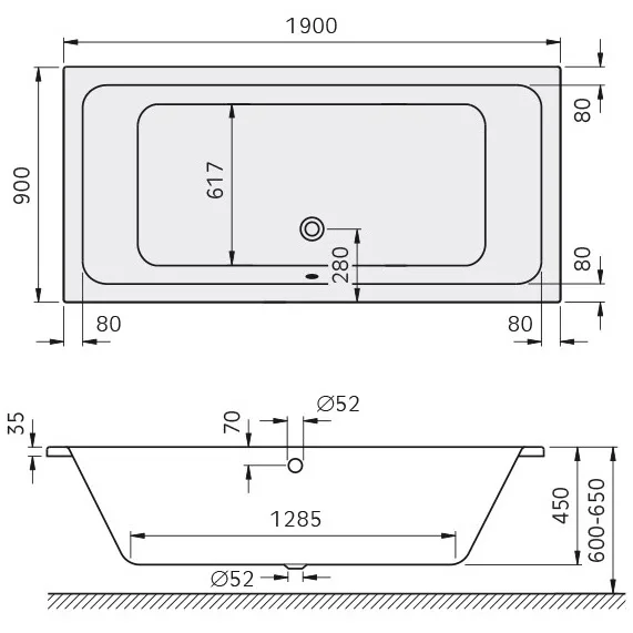 Kronenbach Cube Duo-Badewanne 190 x 90 cm Bild 5