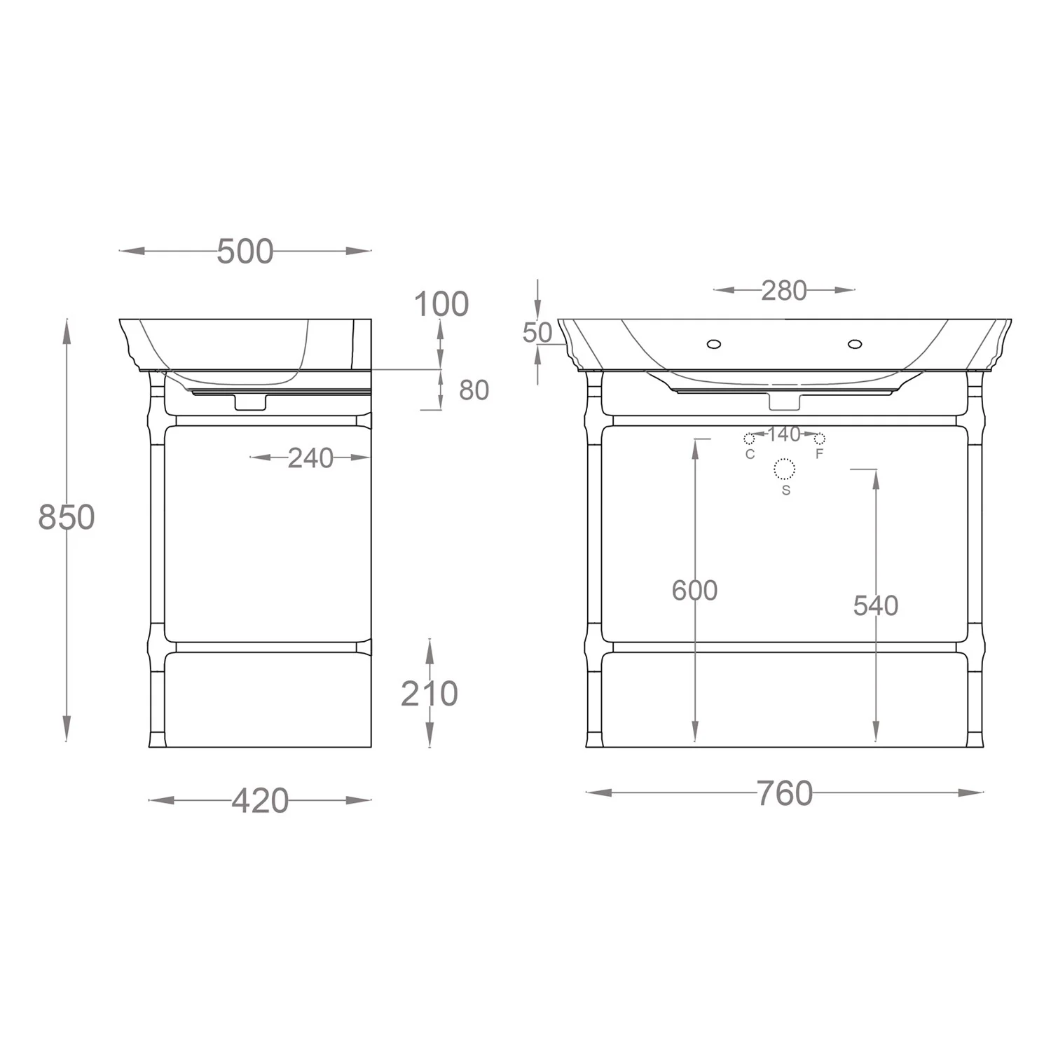 Kronenbach Zeta 2.0 Unterbaugestell für Waschtisch 90 cm Bild 2