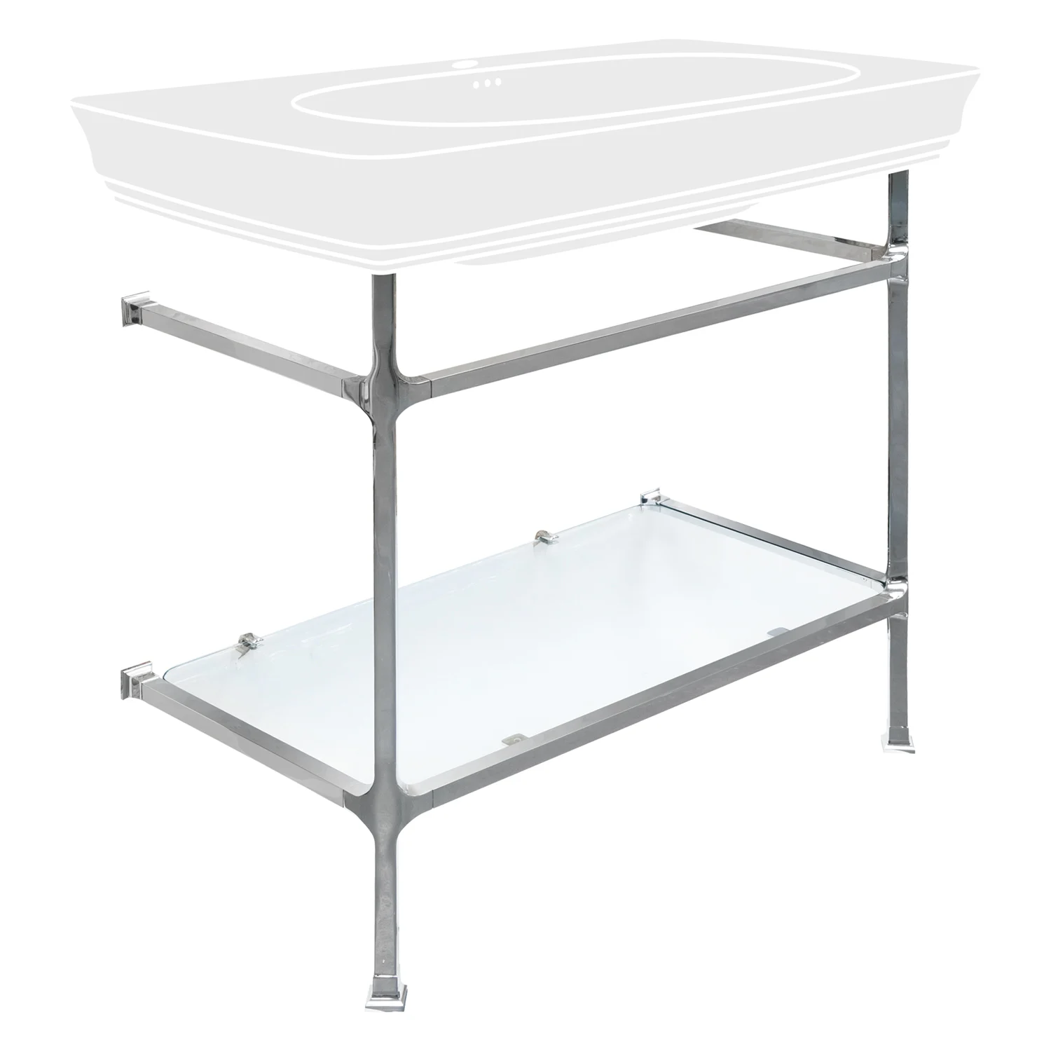 Kronenbach Zeta 2.0 Unterbaugestell eckig mit Glasablage für Waschtisch 90 cm