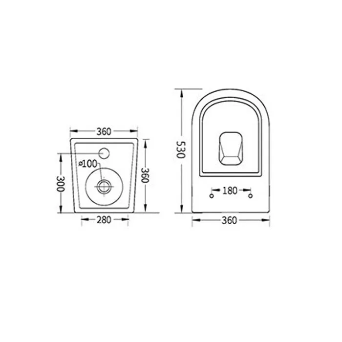 Kronenbach Tube Wand-WC spülrandlos mit Rotationsspülung und WC-Sitz slim Bild 4