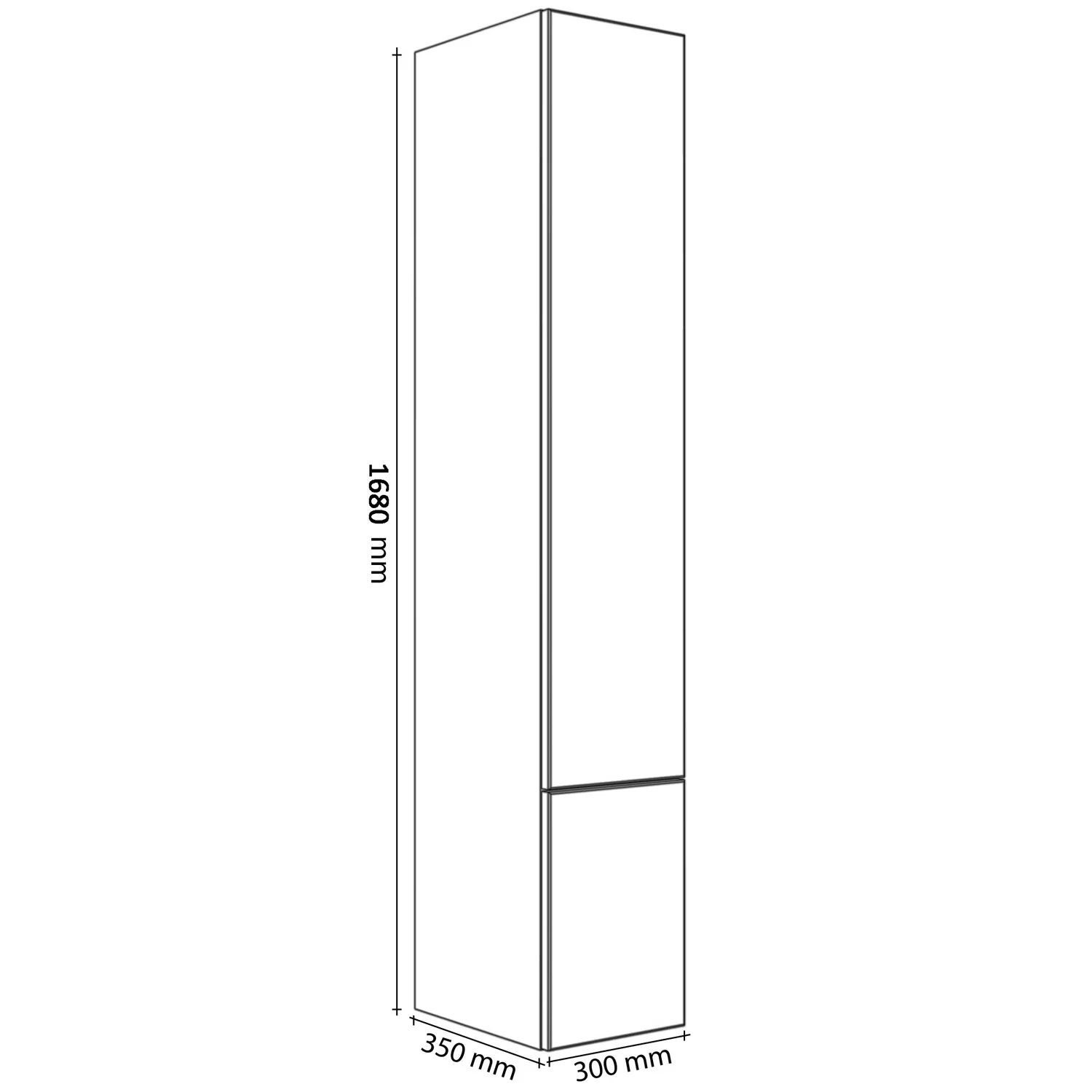 Kronenbach Cube Hochschrank 30 x 168 cm, 2 Türen, Anschlag rechts, mit TIP-ON Bild 5