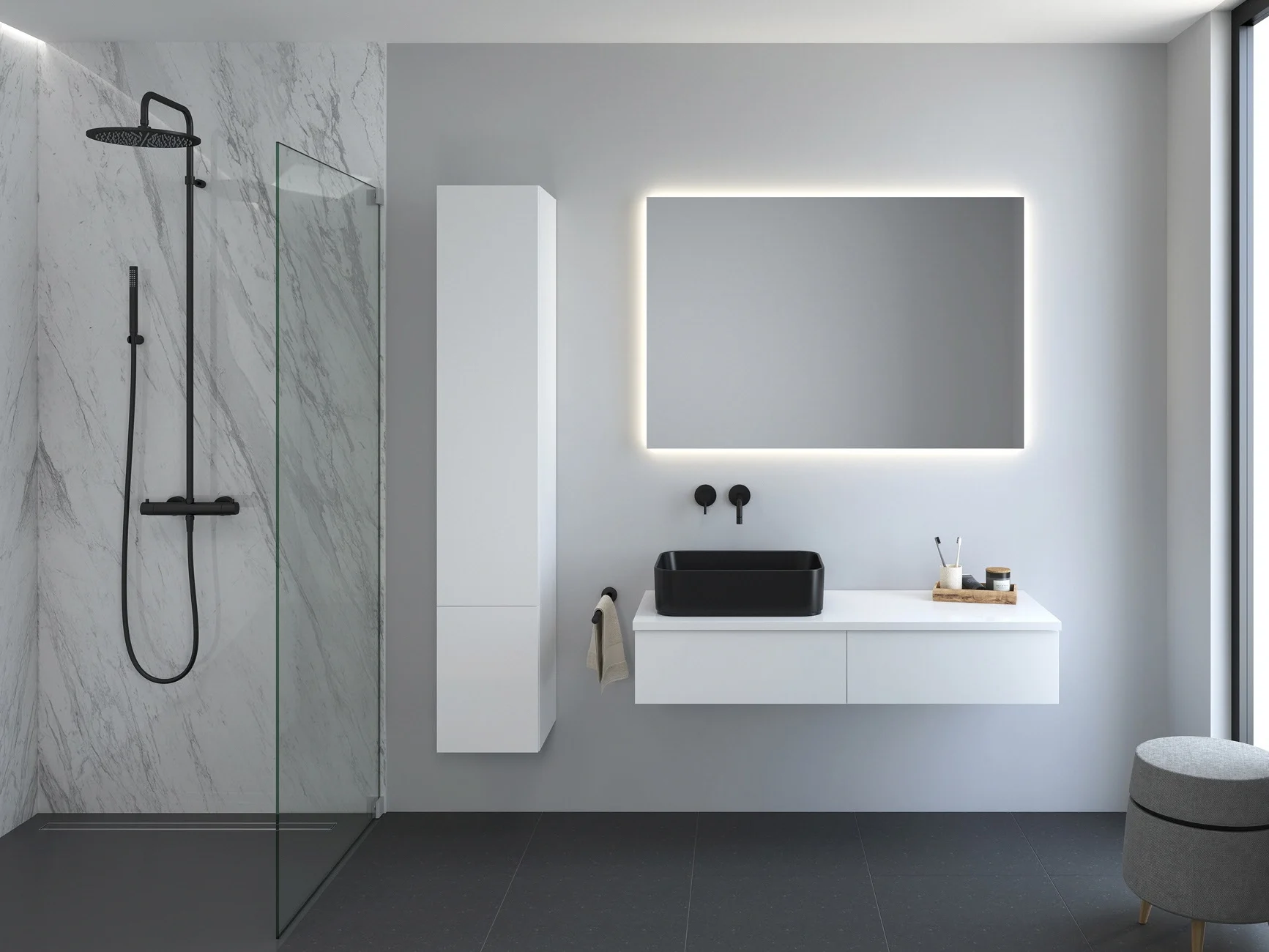 Kronenbach Cube Hochschrank 30 x 168 cm, 2 Türen, Anschlag links, mit TIP-ON Bild 3