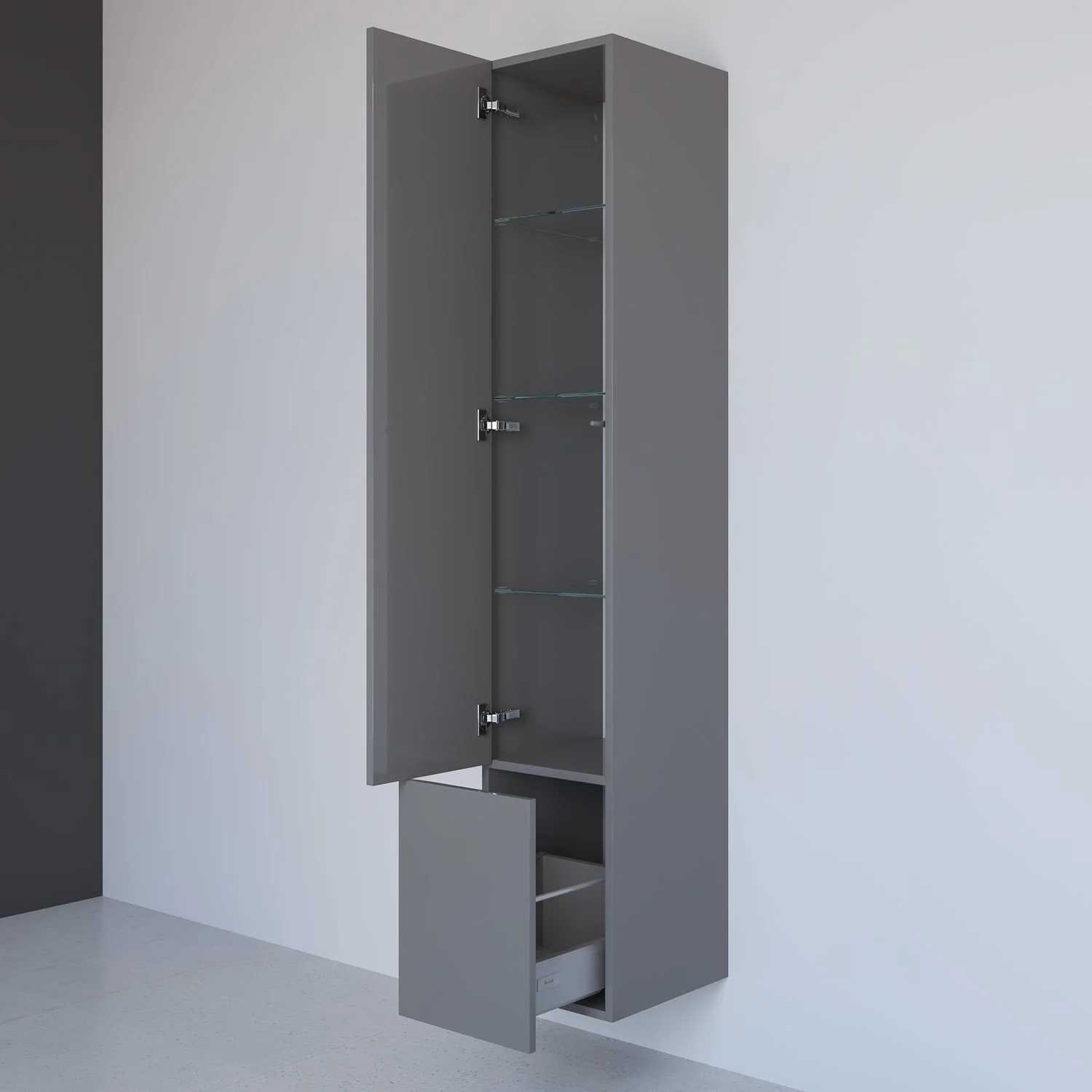 Kronenbach Cube Hochschrank 30 x 168 cm, 1 Auszug, 1 Tür, Anschlag links, mit TIP-ON Bild 2