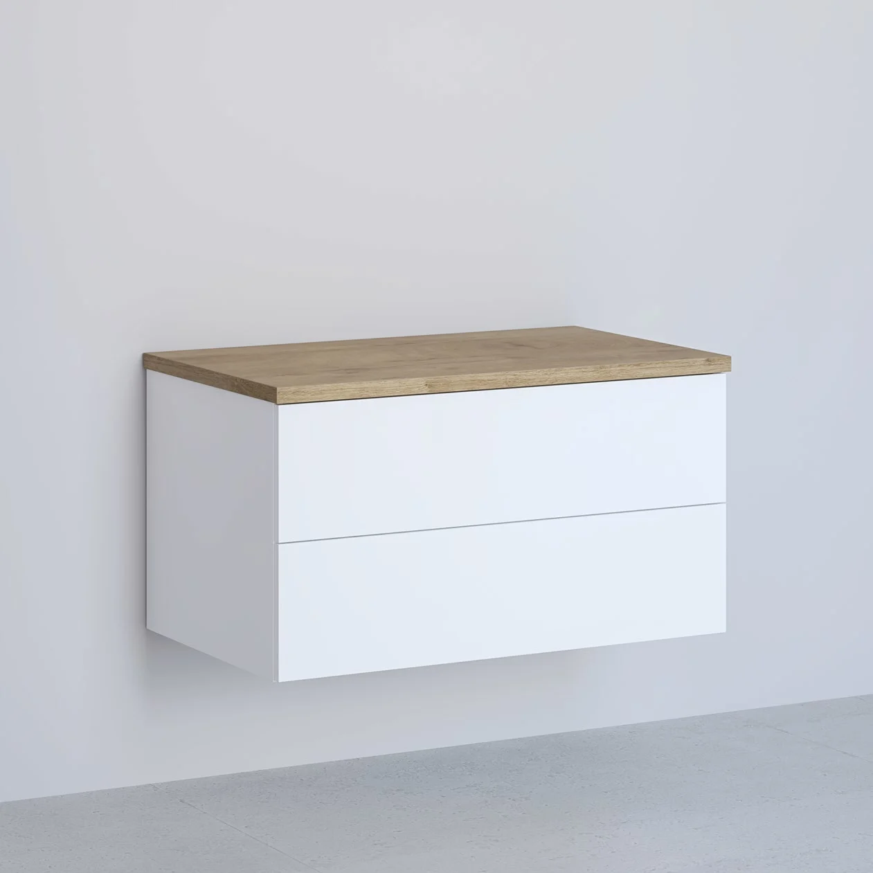 Biała komoda z drewnianym blatem widok z przodu, Kronenbach