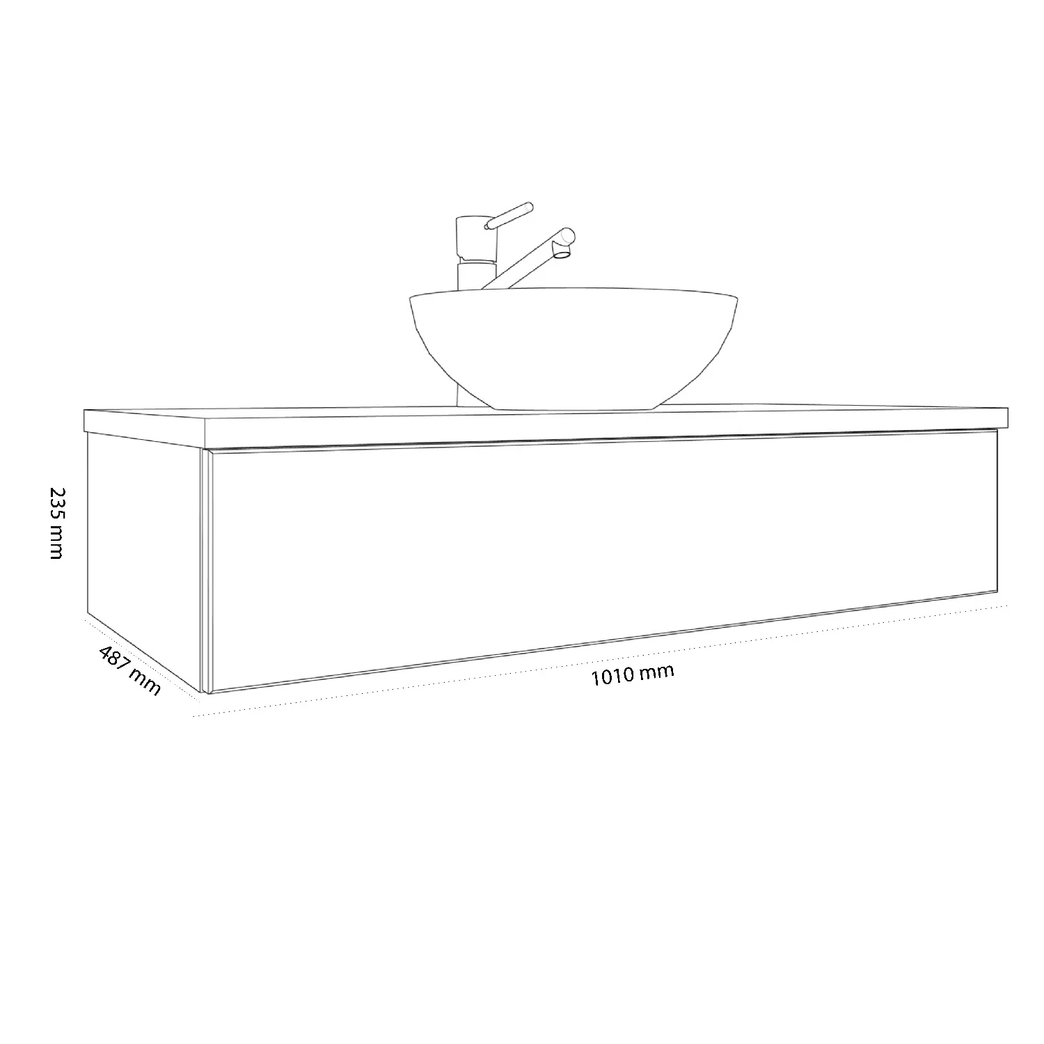 Kronenbach Cube Waschtischkonsole 101 cm mit 1 Auszug und TIP-ON Bild 4