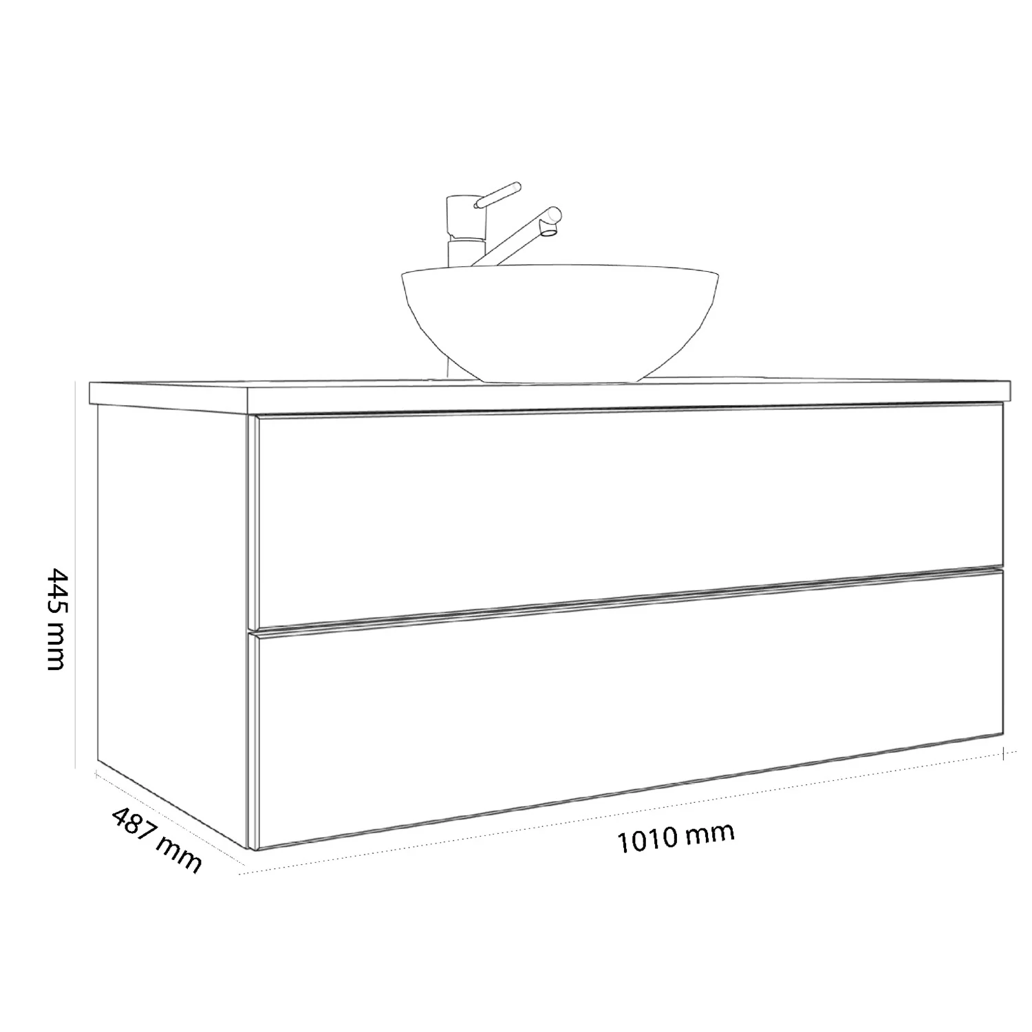 Kronenbach Cube Waschtischkonsole 101 cm mit 2 Auszügen und TIP-ON Bild 3