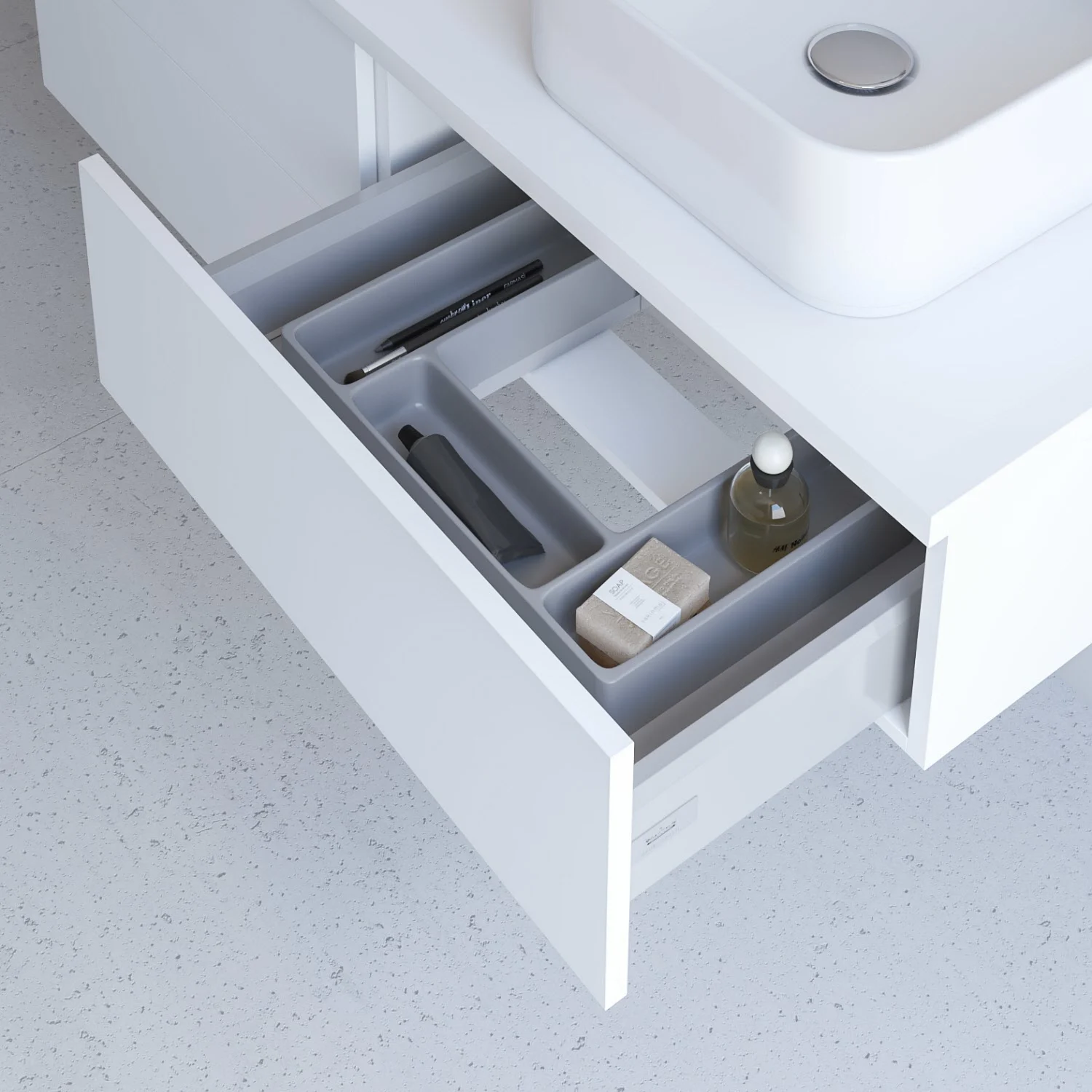 Kronenbach Cube Waschtischkonsole 101 cm mit 1 Auszug und TIP-ON Bild 2