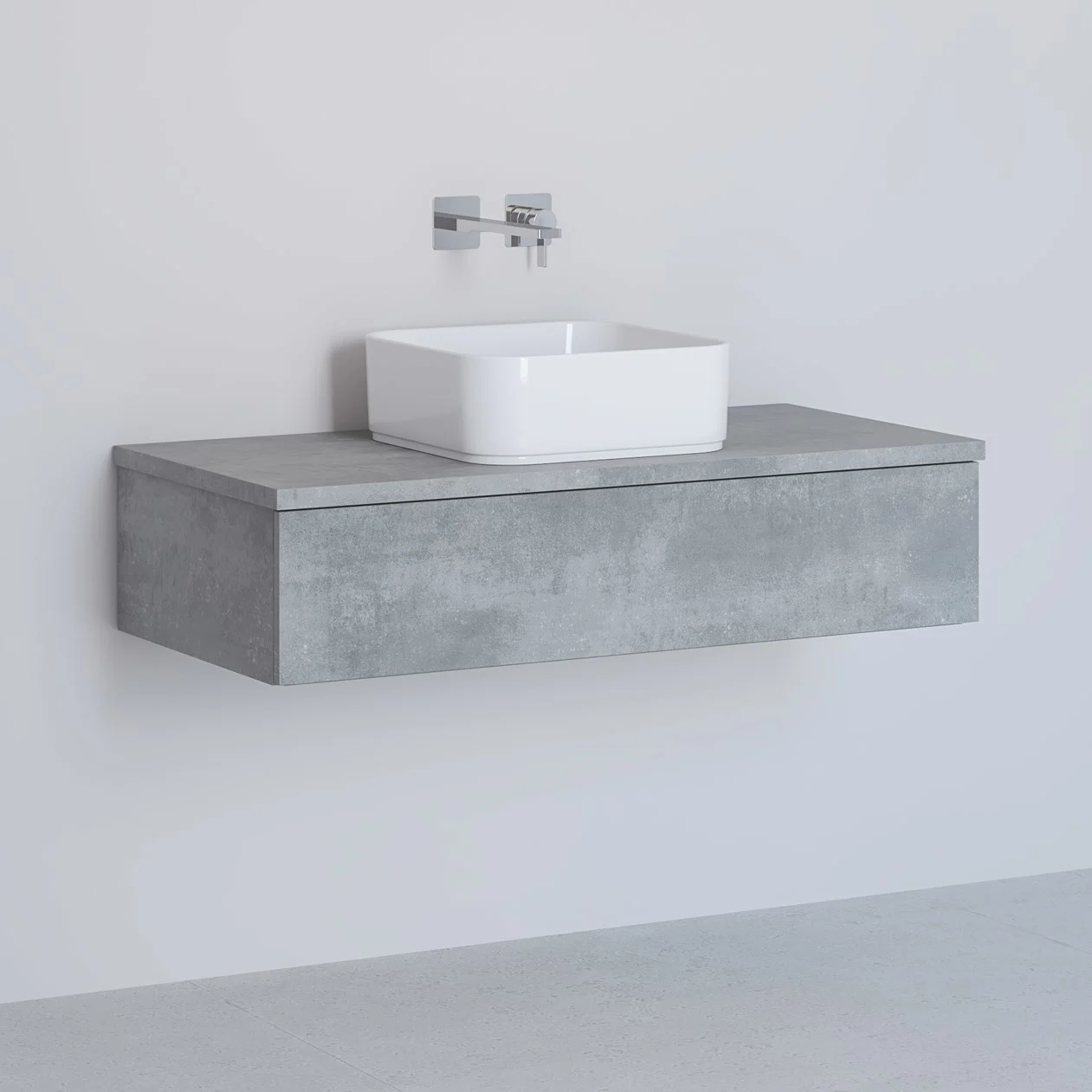 Kronenbach Cube Waschtischkonsole 101 cm mit 1 Auszug und TIP-ON