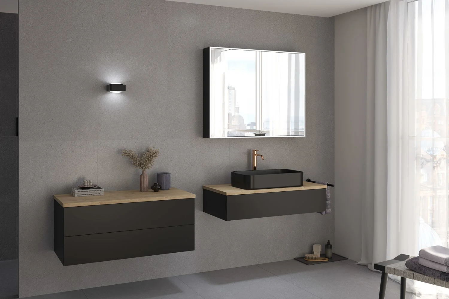 Kronenbach Cube Waschtischkonsole 101 cm mit 1 Auszug und TIP-ON Bild 3