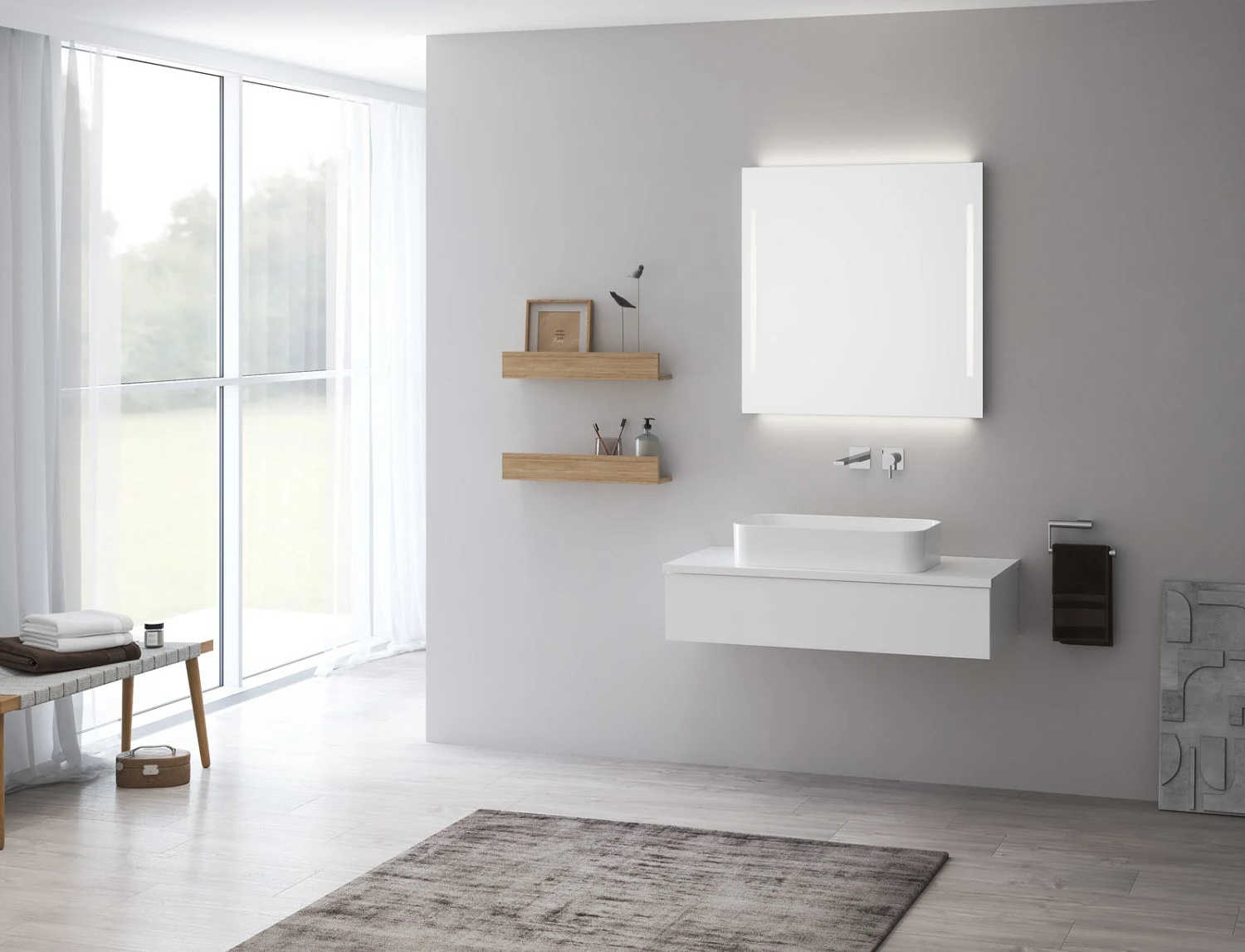 Kronenbach Cube Waschtischkonsole 101 cm mit 1 Auszug und TIP-ON Bild 3