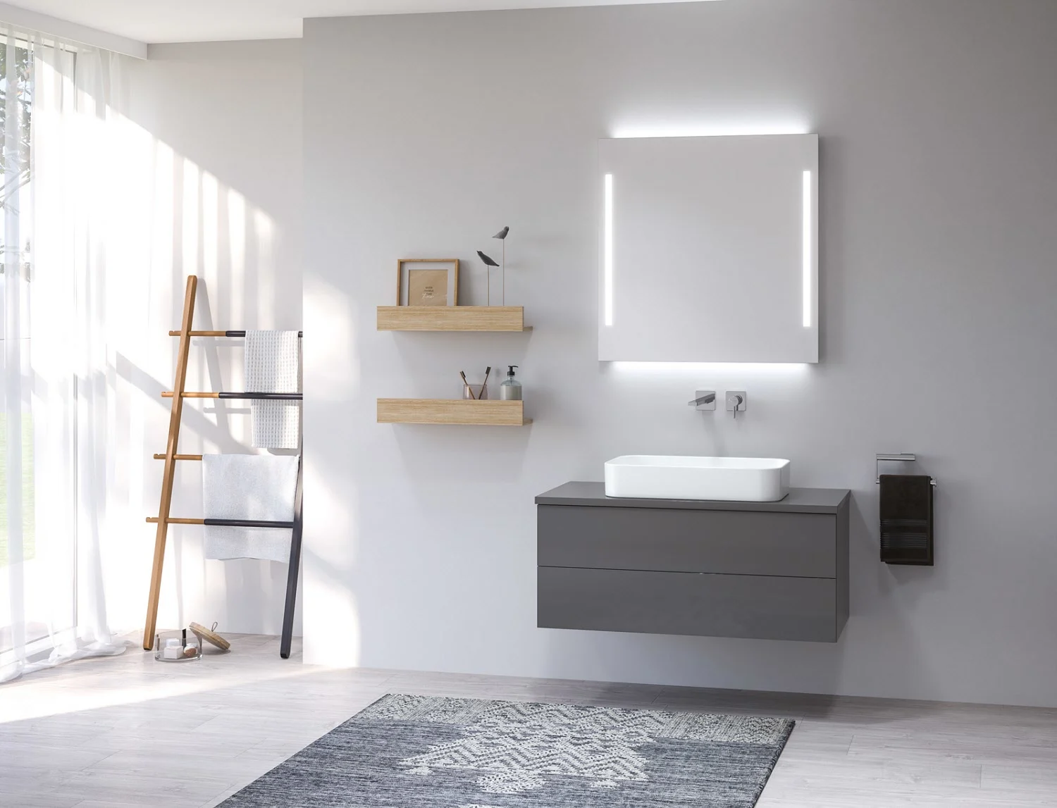 Kronenbach Cube Waschtischkonsole 101 cm mit 2 Auszügen und TIP-ON Bild 3