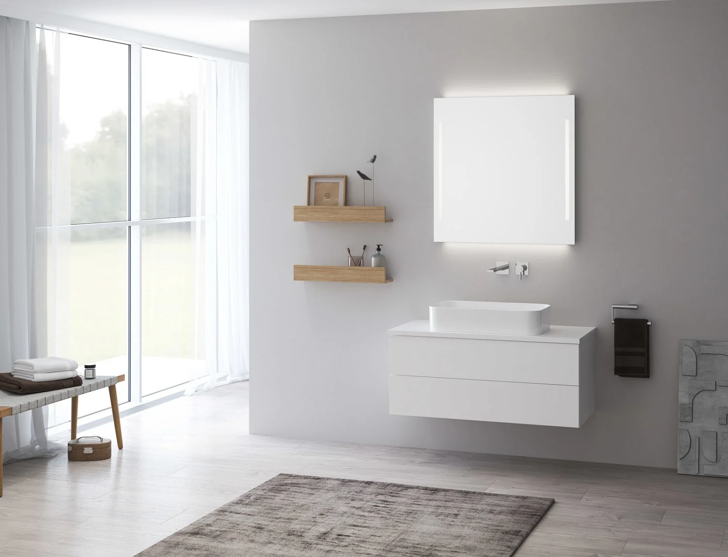 Kronenbach Cube Waschtischkonsole 101 cm mit 2 Auszügen und TIP-ON Bild 3