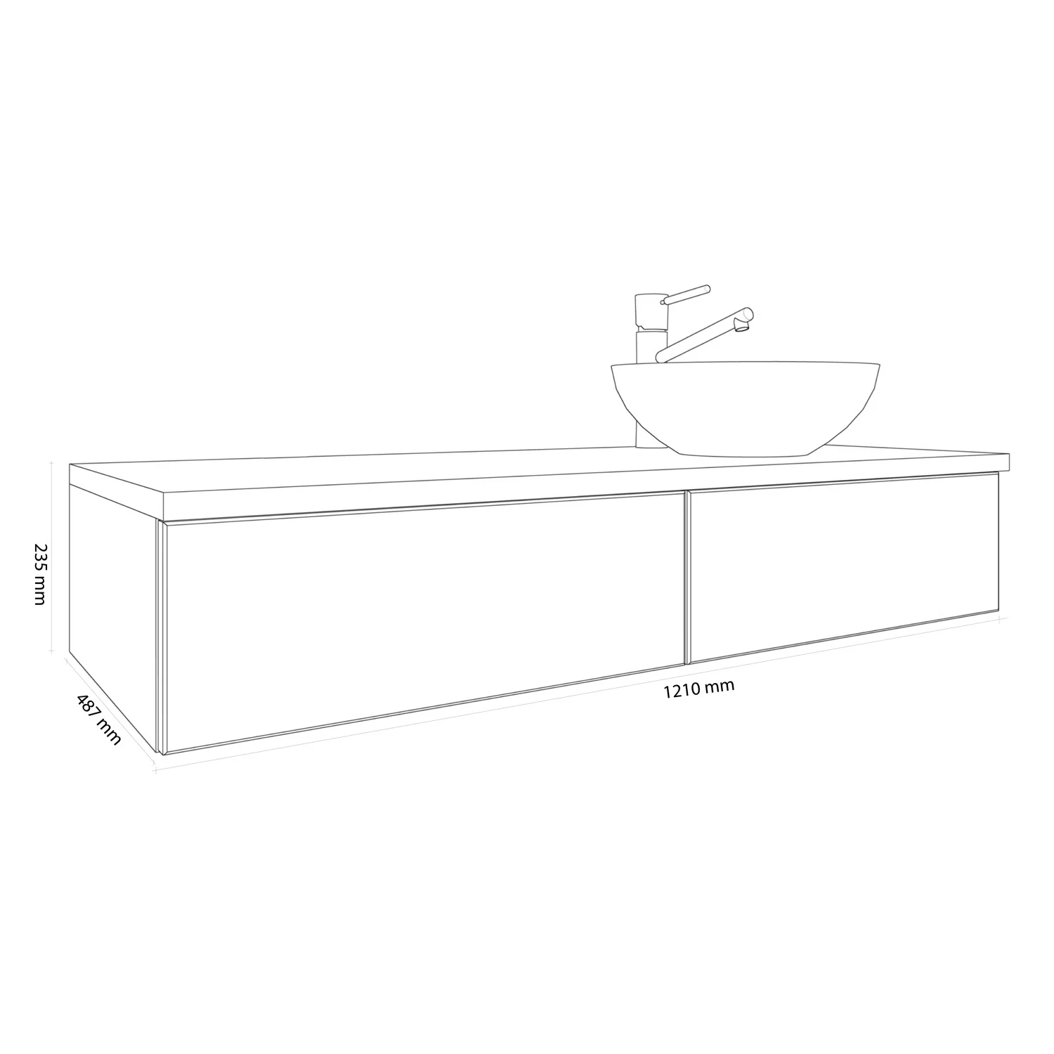 Kronenbach Cube Waschtischkonsole 121 cm mit 2 Auszügen und TIP-ON Bild 5